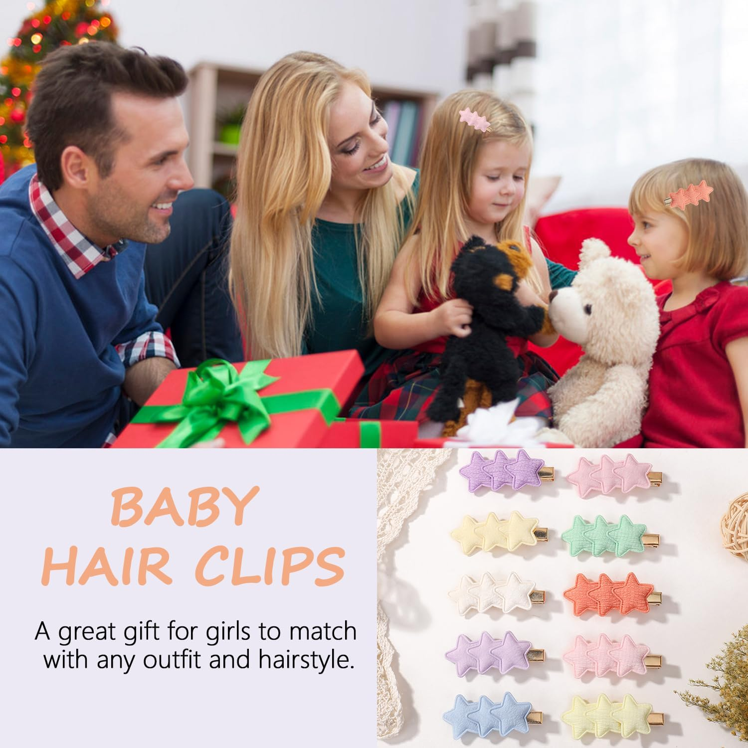 Baby Girls Hair Clips, [20 Pieces 10 Colors] Nonslip Hair Barrettes for Kids Fine Handmade Star Toddler Hair Accessories with Alligator Clips for Newborn Infant Toddlers Baby Girls Kids Teens image number 4