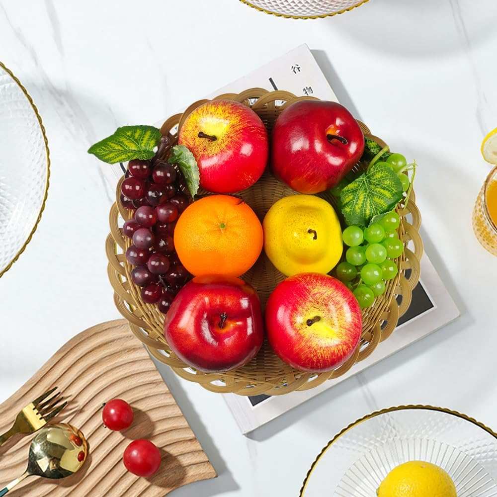 Artificial Fake Fruit, 8 Pcs Faux Fruit Centerpieces Dining Table Decorative, Lifelike Fruits Set Contain Fake Apple, Grape, Orange, Pear, Delicious Red Apple for Home Kitchen D&eacute;cor image number 3