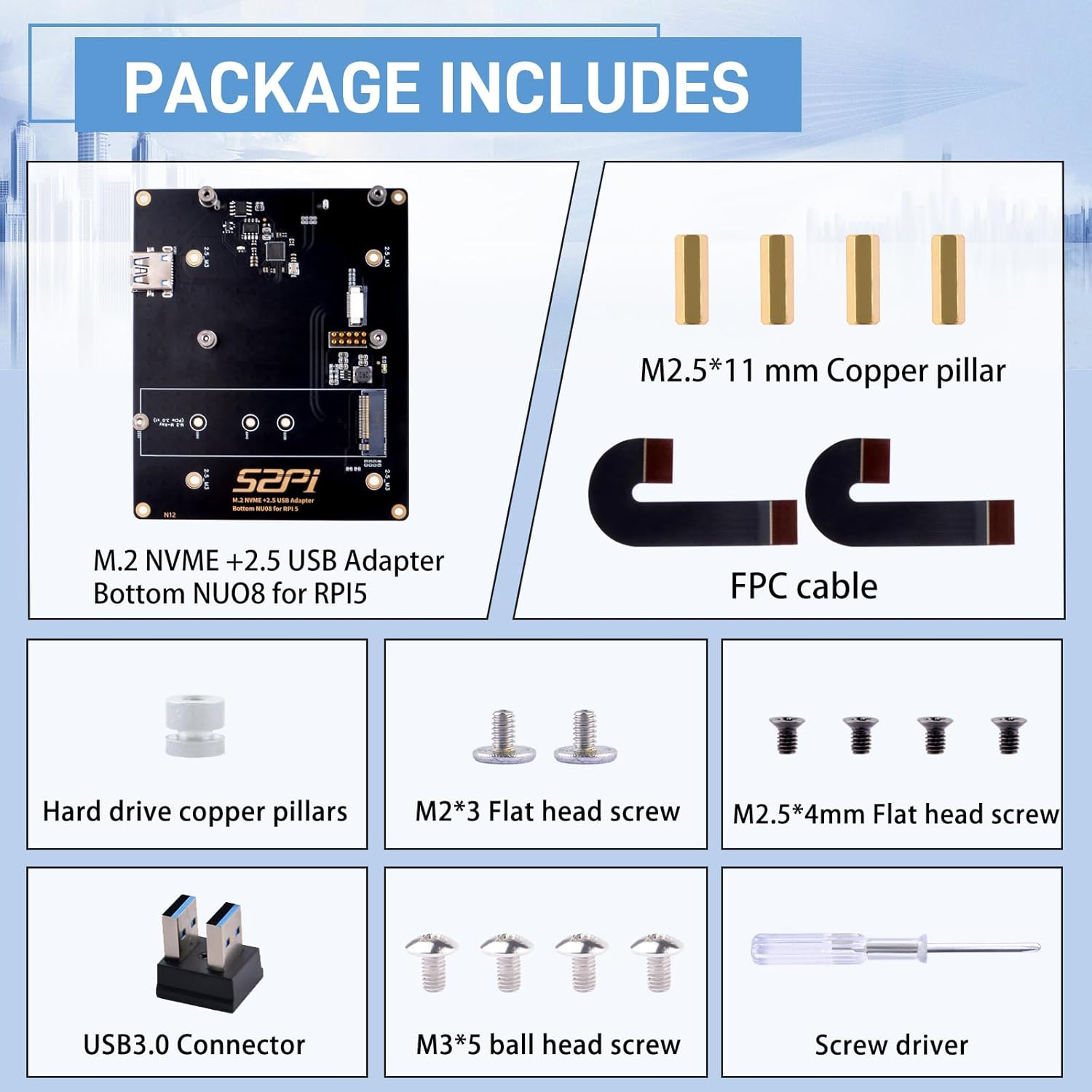 Geeekpi M.2 NVME 2.5 USB Adapter Bottom NU08 for Raspberry Pi 5 with USB 3.0 Connector image number 5