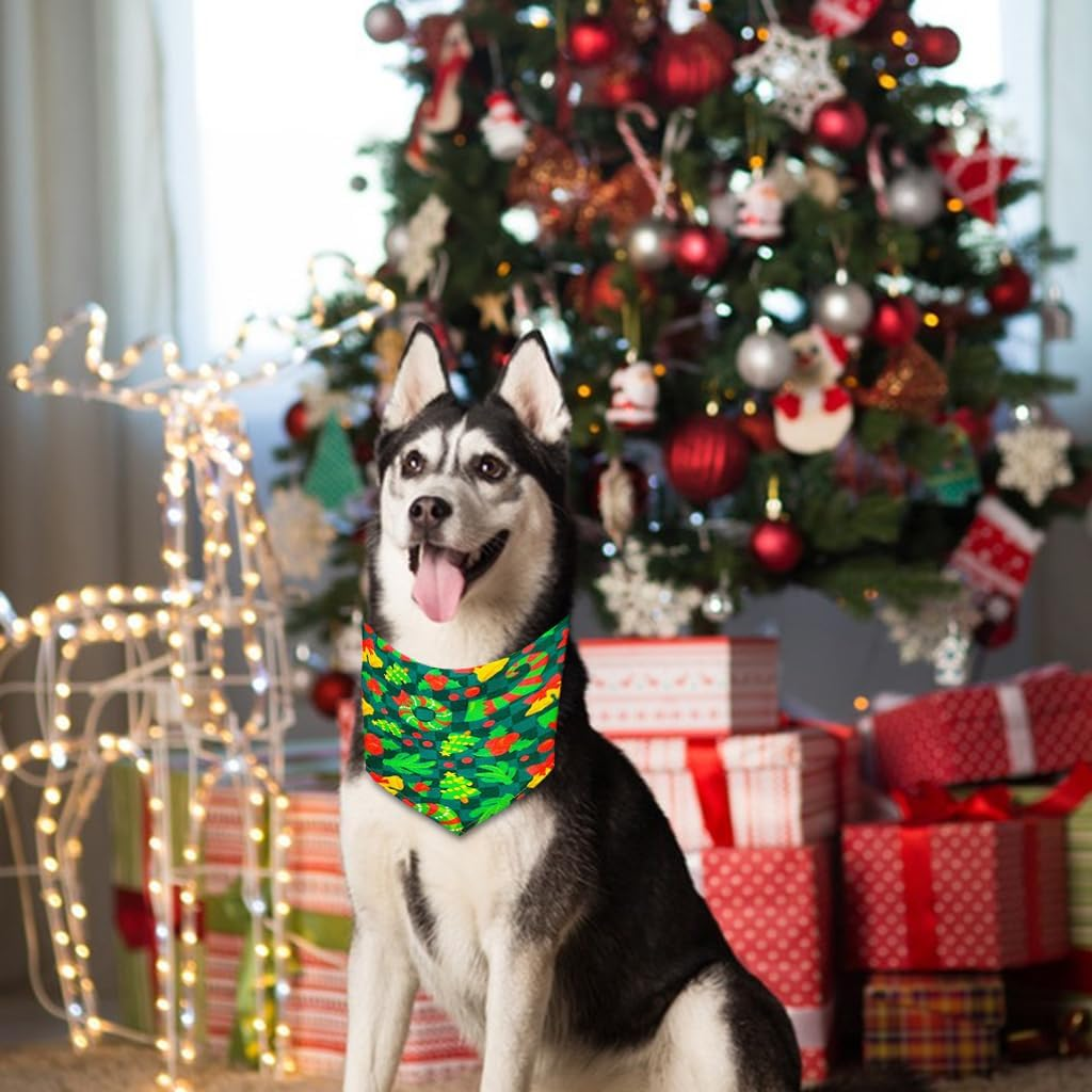 Pack of 6 Christmas Dog Bandanas Santa Claus Dog Bibs Adjustable Triangle Washable Dog Cat Scarf Bow Dog Collar Kerchief Scarf for Small Medium Dogs Cats (L) image number 1