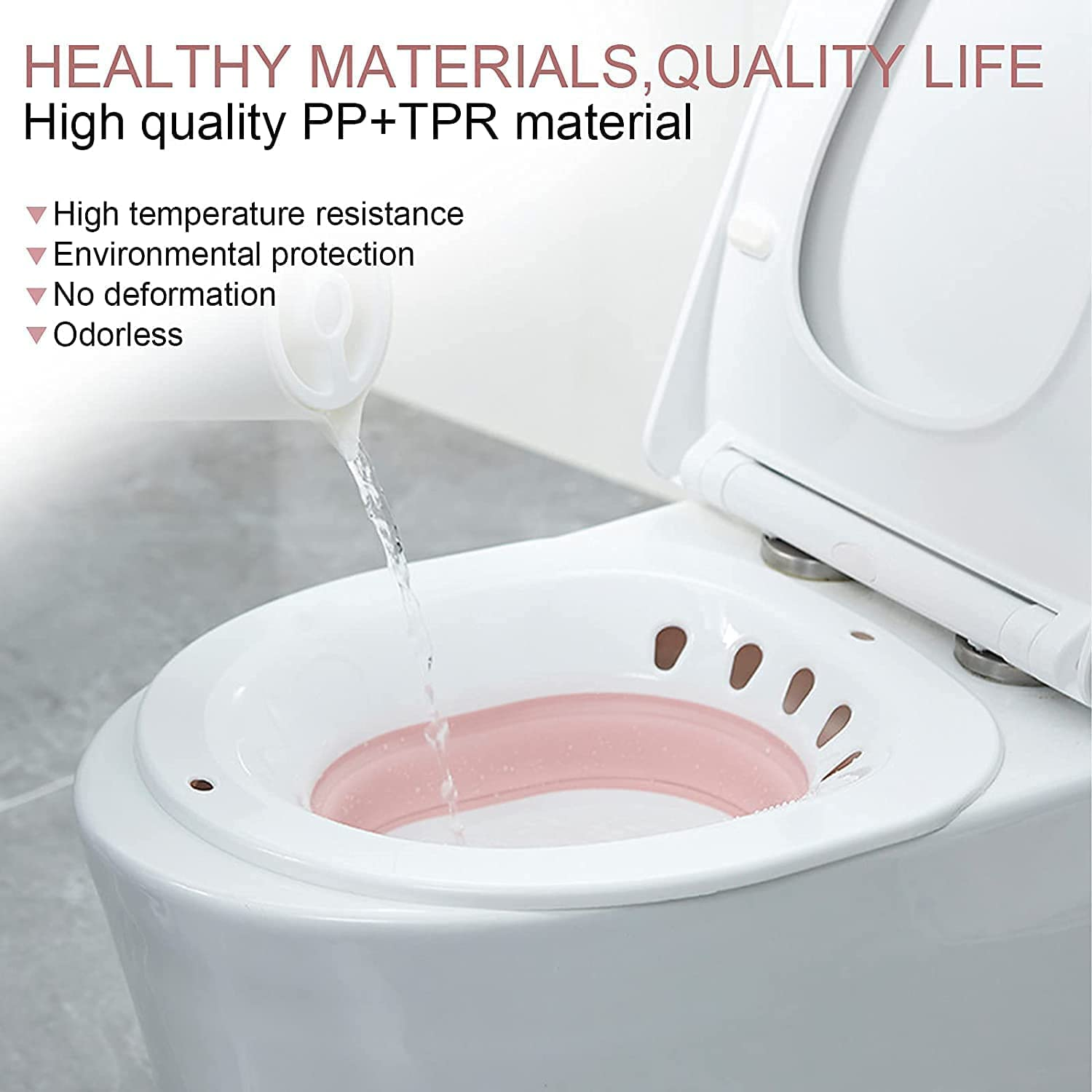 Sitz Bath for Toilet Seat,Postpartum Care, Soothes Hemorrhoids & Perineum Postoperative Care Basin Steam Seat with Flusher Alleviate Inflammation (Pink) - Grey image number 4