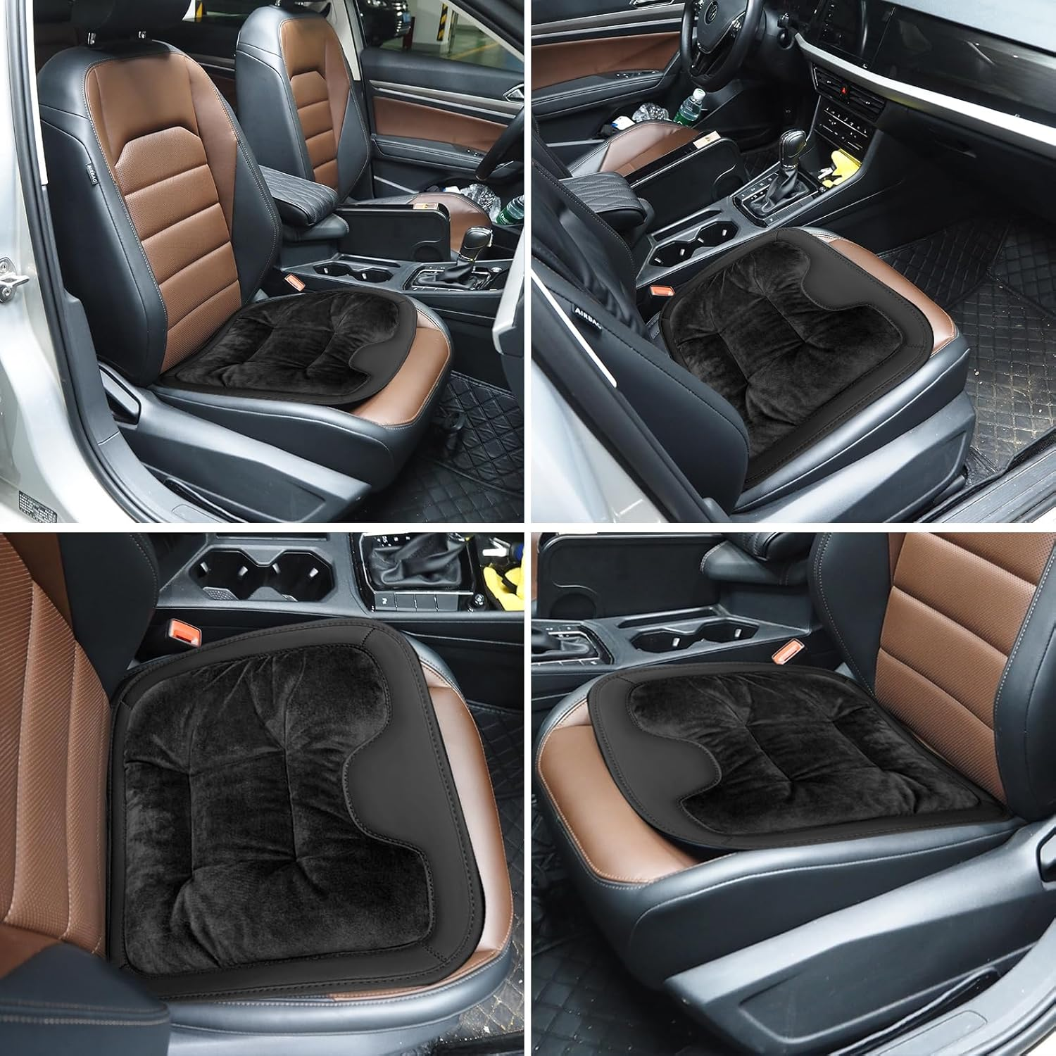 Car Seat Cushion, Leather Seat & Back Cushions, Universal Anti-Slip Wear-Proof Pressure Relief Comfort Velvet Liner Booster Seat Cushion Protector for Car, Office Chair (Flannel Seat & Back Cover) image number 1