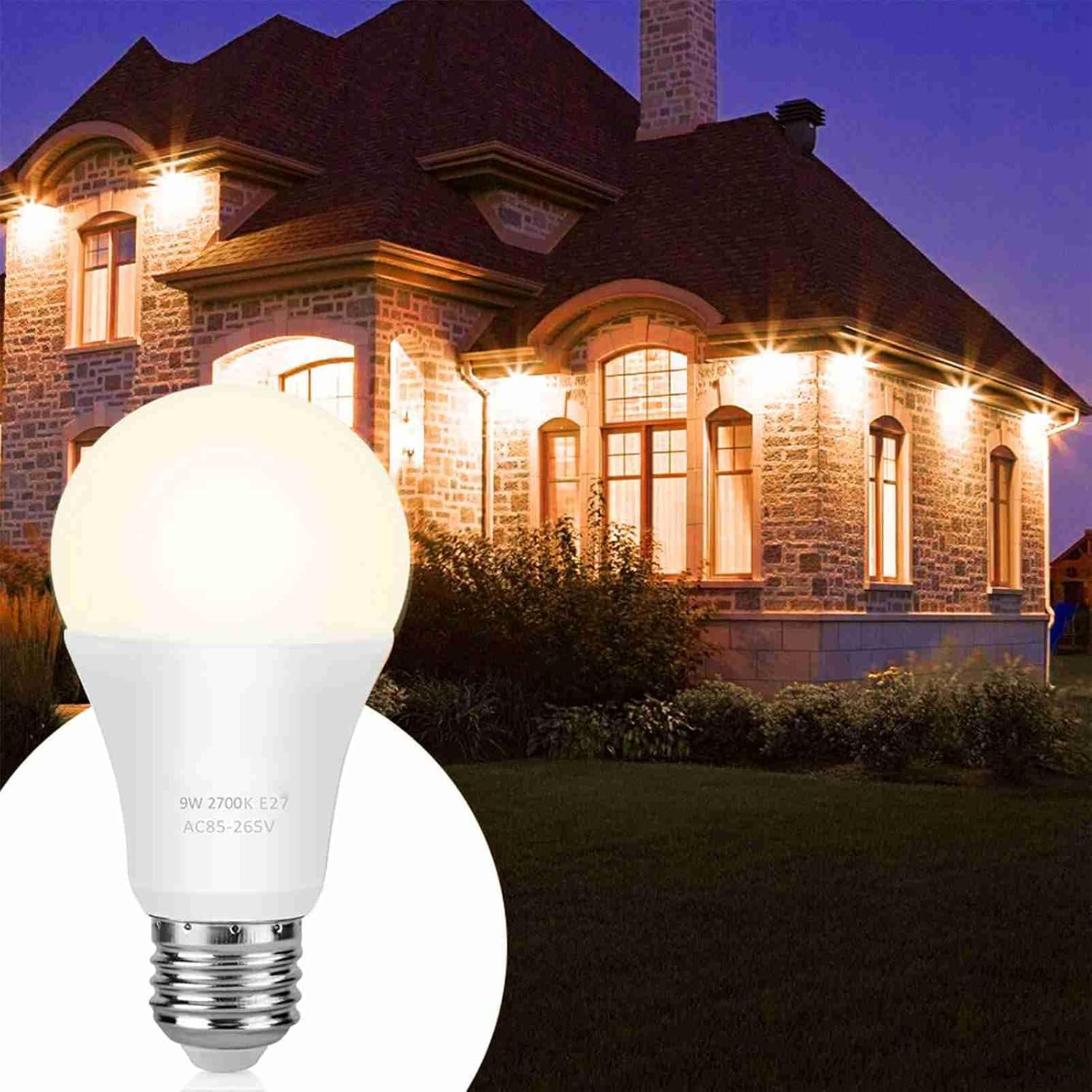 E26 Dusk to Dawn Light Bulb 9W 800LM Warm 3000K Smart Sensor Bulb 180掳 Beam Angle image number 2