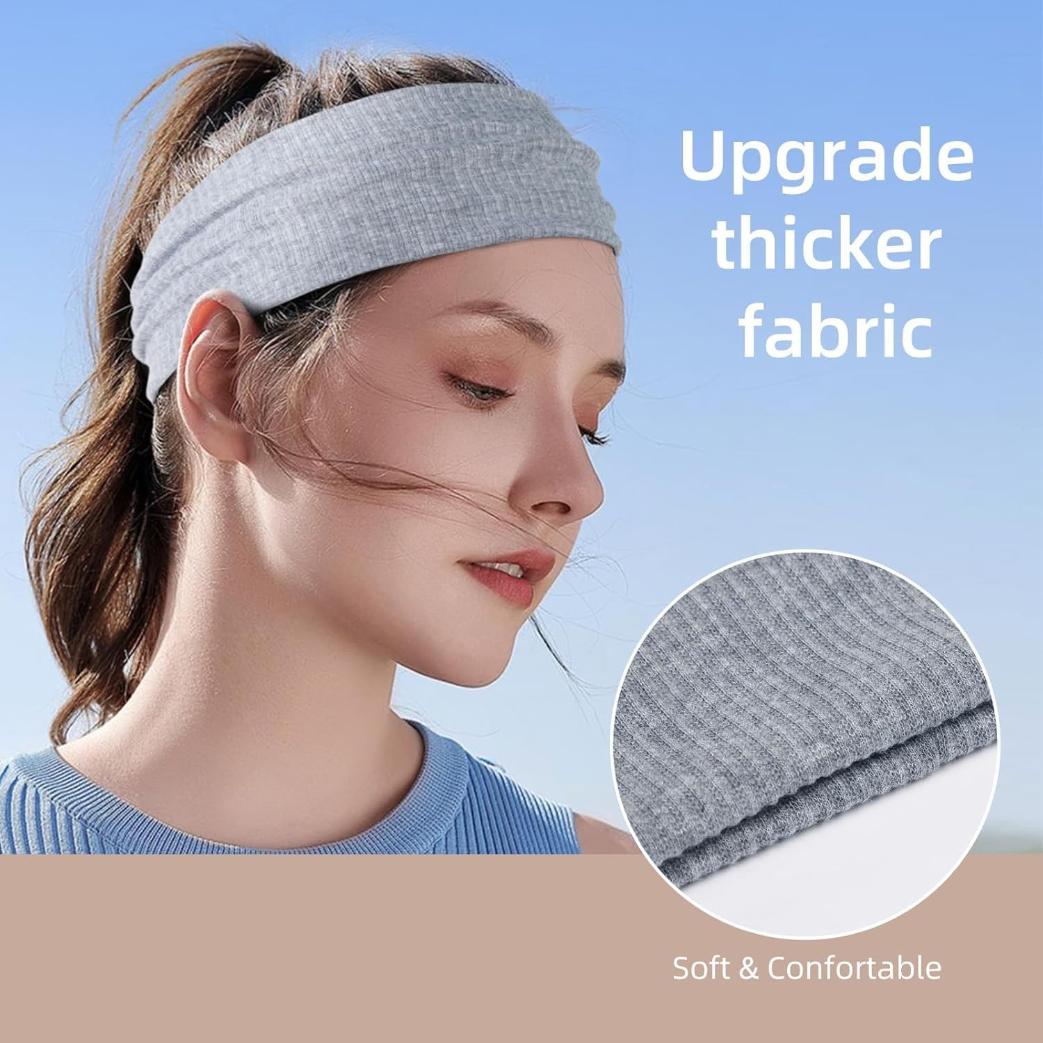 Headbands for Women Non Slip,6Pcs Trendy Womens Headbands, Soft Elastic Thick Hairbands Fashion Workout Yoga Hair Accessories image number 4