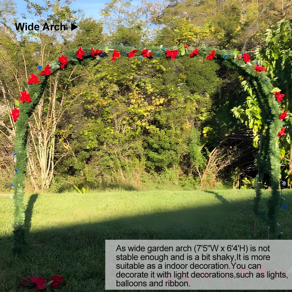 Metal Pergola Arbor, 7.5 X 6.4 Feet or 4.6 X 7.9 Feet, Assemble Freely 2 Sizes, for Climbing Plants, Wedding Garden Arch, Bridal Party Decoration