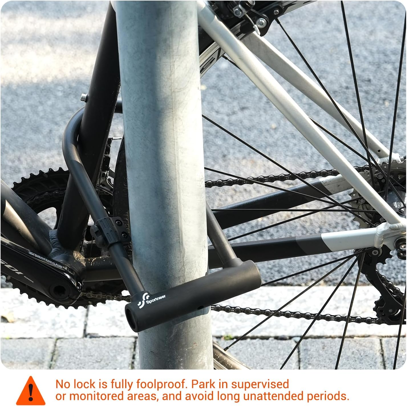 Sportneer Bike Lock: Heavy Duty Bike U Lock with 1.8M Security Steel Cable - 18Mm Shackle Bicycle U-Locks with Keys and Sturdy Mounting Bracket for Road Mountain Bike Bicycle image number 1