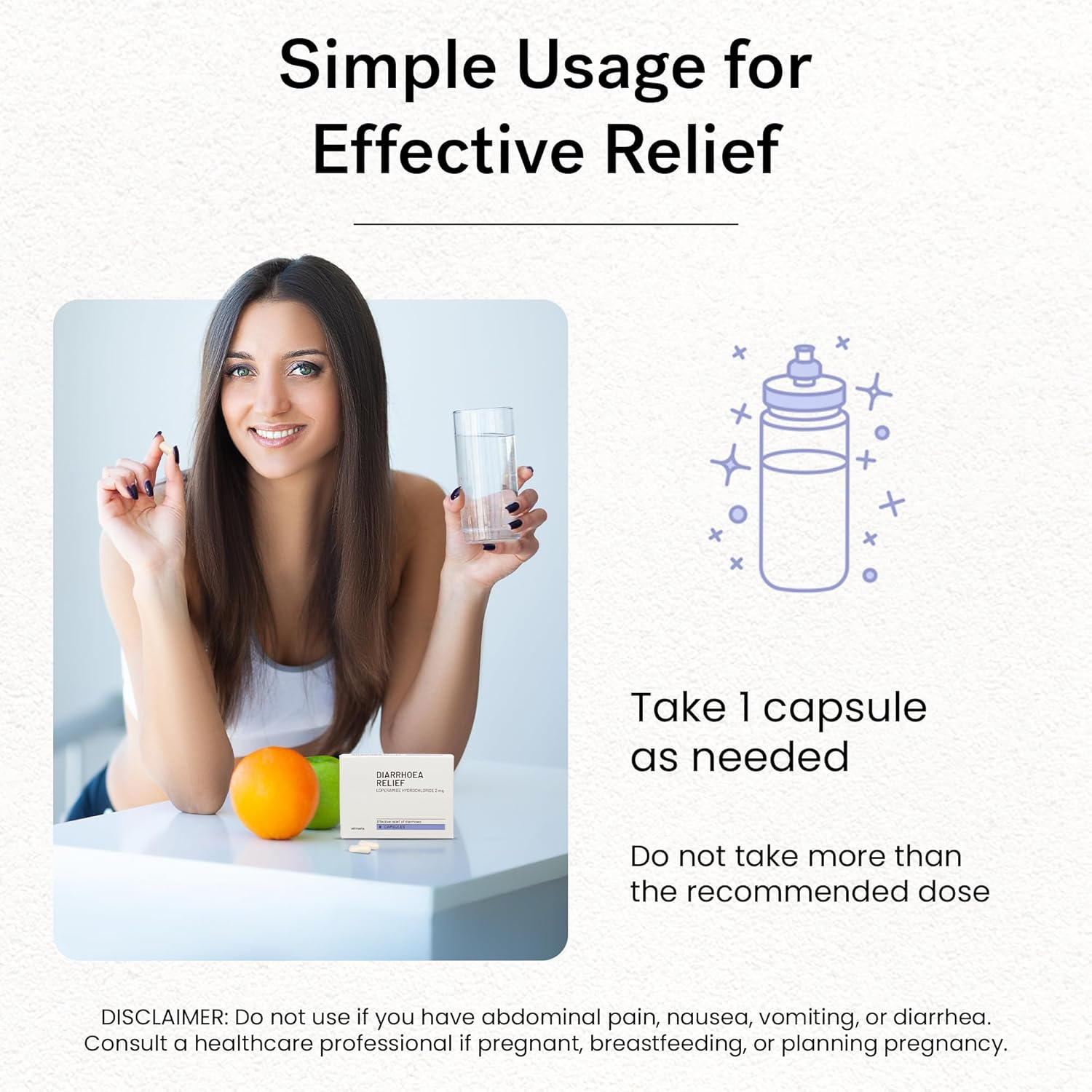 TUMME Diarrhoea Relief 8 Capsules | Fast & Effective Relief from Diarrhoea Symptoms | Decreases Bowel Movement Urgency, Reduces Volume of Diarrhoea, Relieves Cramping & Discomfort | Contains 2Mg of Loperamide Hydrochloride image number 4