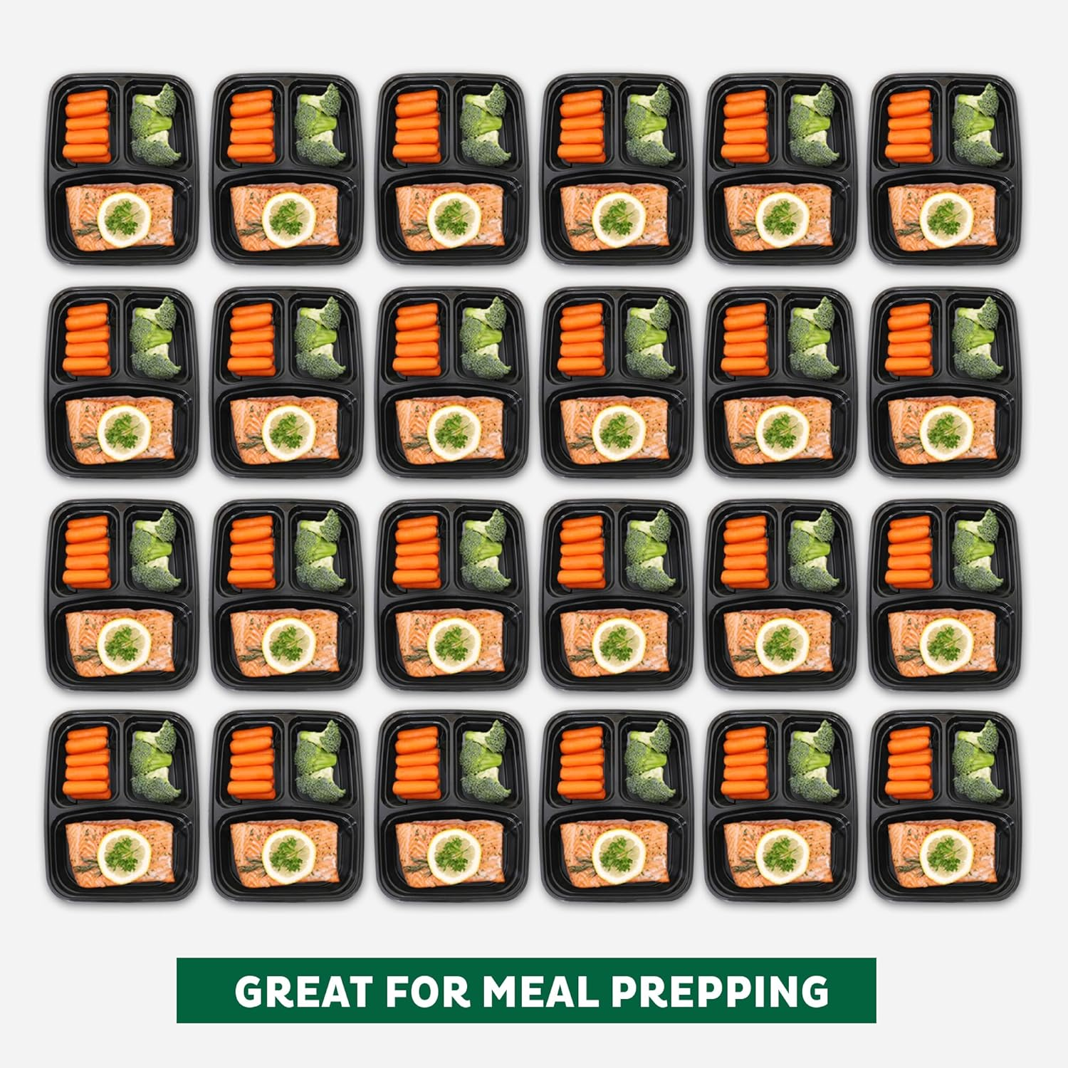 Freshware Meal Prep Containers [150 Pack] 3 Compartment with Lids, Food Storage Containers, Bento Box, BPA Free, Stackable, Microwave/Dishwasher/Freezer Safe (24 Oz) - 24Oz-21Pk image number 4