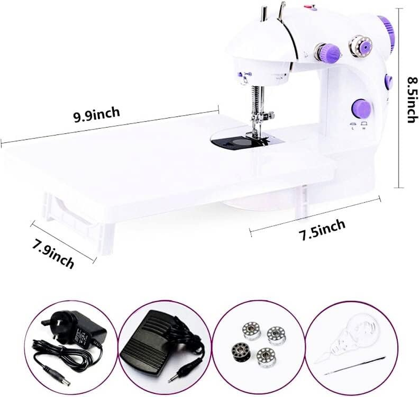 Mini Sewing Machine for Beginner, Dual Speed Portable Electric Sewing Machine with Extension Table, Light, Sewing Kit for Household, Travel Automatic Sewing Machine image number 5