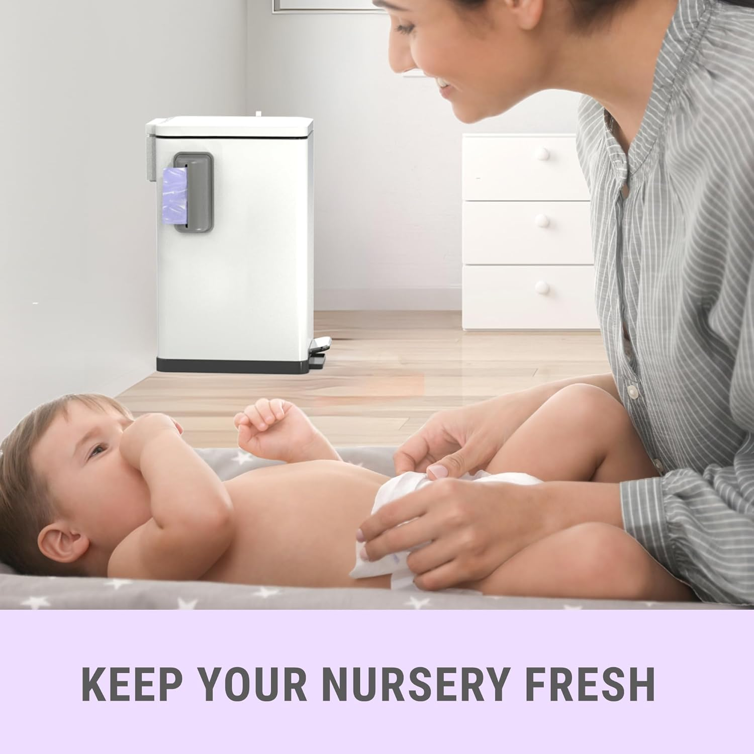 Sliq Baby Diaper Trash Can Odor Control, Small Diaper Pail, 3.2 Gal Baby Trash Can for Diapers, Disposal Bin for Nursery Garbage Pail, anti Odor Bin with 30 Lavender Scented Refills image number 4