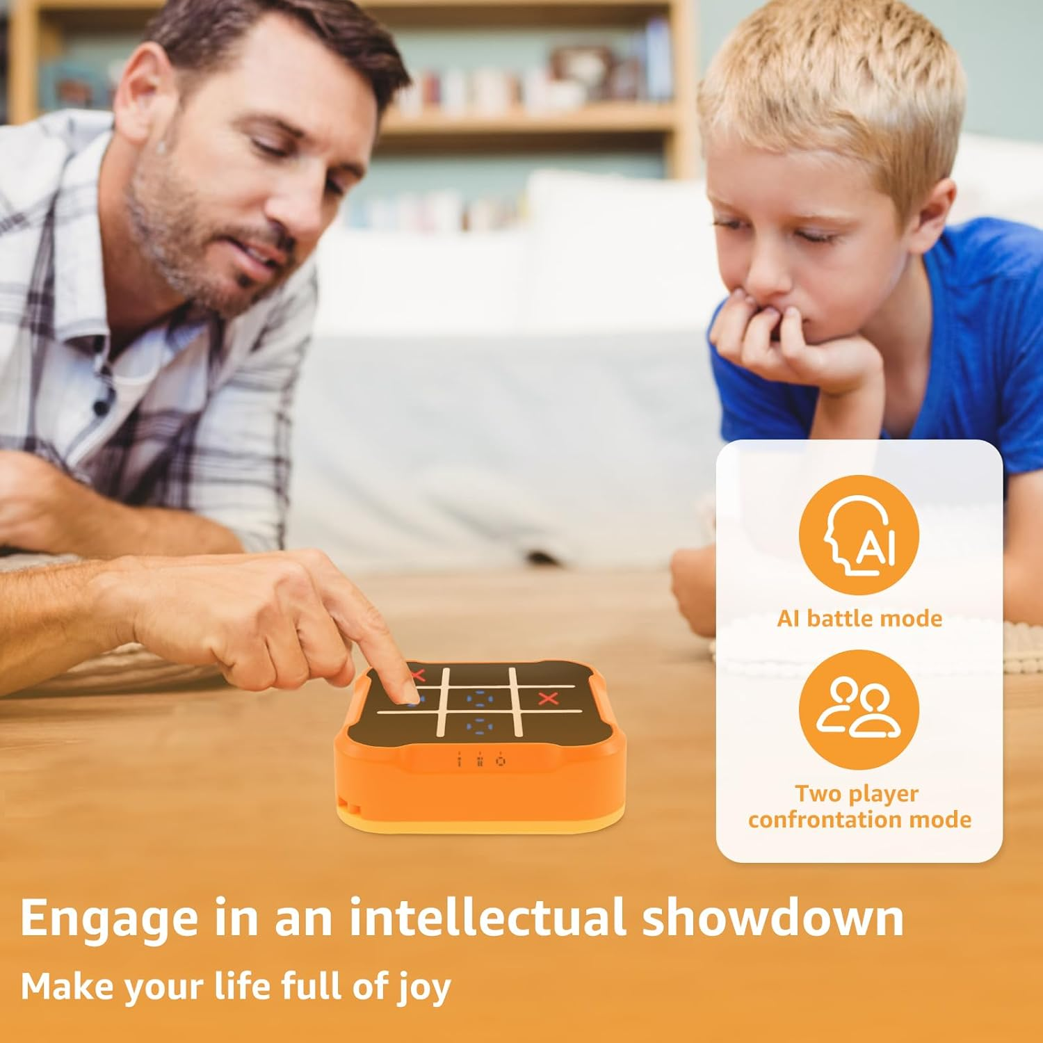 Toe Board Toy Game Electronic Memory Games Training Infinite Toe Game for Indoor Game Handheld Puzzle Game Console Portable Enduring Tic TACS Toe Bolt Game for Kids Adults (Orange) - Yellow image number 3