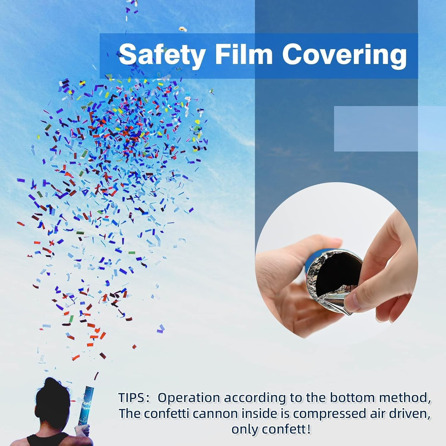 Biodegradable Confetti Cannon 6 Pack Multicolor Confetti Poppers 12 Inch Party Poppers Shooters Paper Popper Cannon for Wedding Birthday Graduation Decorations 2025 New Year'S Eve and Any Celebrations - Gold-6Pcs image number 6