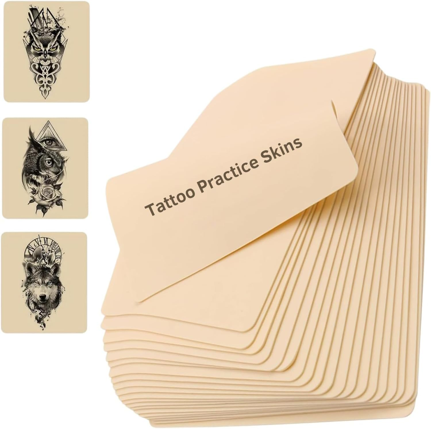 Spendeal 15 Pack Blank Tattoo Practice Skin, 1Mm Double-Sided Practice Light Beige, Suitable for Microblading Tattooing, Eyebrow, Lip Tattoo Set, for Beginners and Experienced Tattoo Artists (20 * 14.5 Cm) image number 2