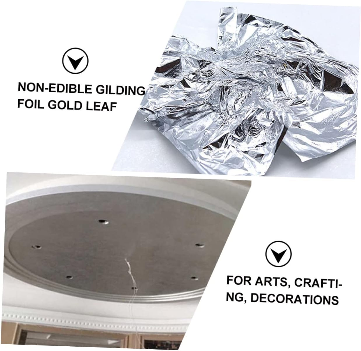 Jojofuny 200Pcs Silver Foil Leaves for Art Crafts Gilding Foil Decorations Square Design