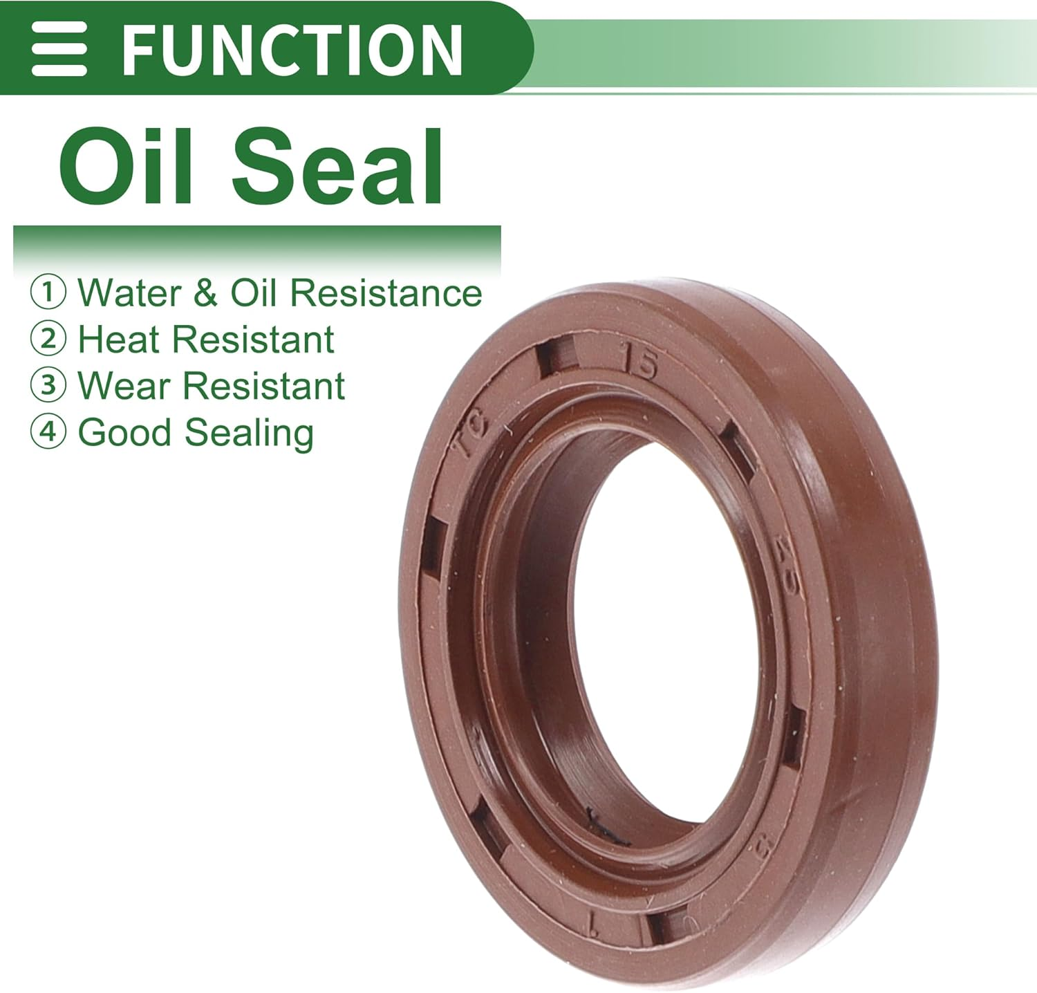 X AUTOHAUX Universal Oil Seal TC Double Lip W Steel Spring Seal Ring Rotary Shaft Seal 15X25X5Mm High Pressure FKM Rubber Brown 5 Pcs image number 1
