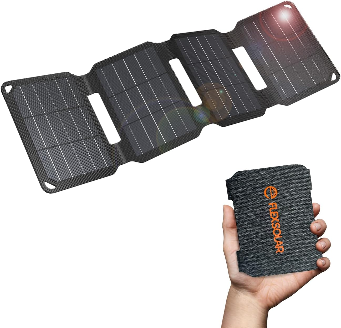 Flexsolar 10W Foldable Mini Solar Panel Charger for Camping, Waterproof Solar Panel Compatible with Smartphones,Usb Devices for Camping, Hiking and Outdoor Activities image number 3