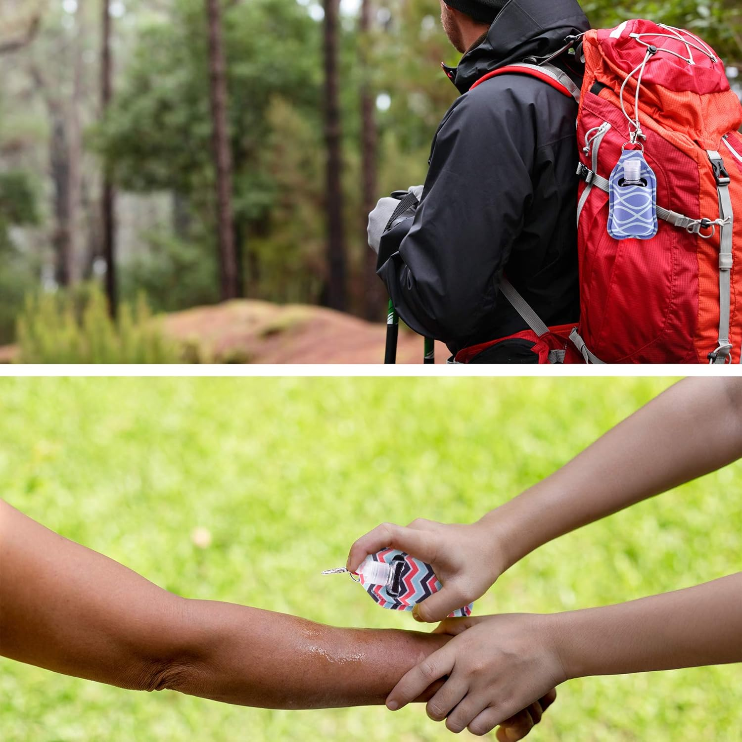 Duufin 40 Pieces Hand Sanitizer Keychain Holders Set with 20 Pieces Hand Sanitizer Holder and 20 Pieces Empty Travel Bottles image number 5