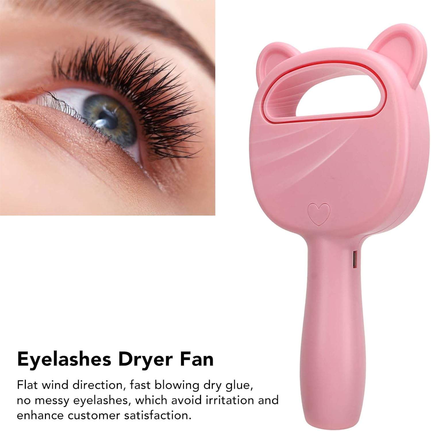 Bladeless Cooling Fan 2000Mah USB 3 Speed Eyelash Dryer for Lashes Extension (Pink) image number 2