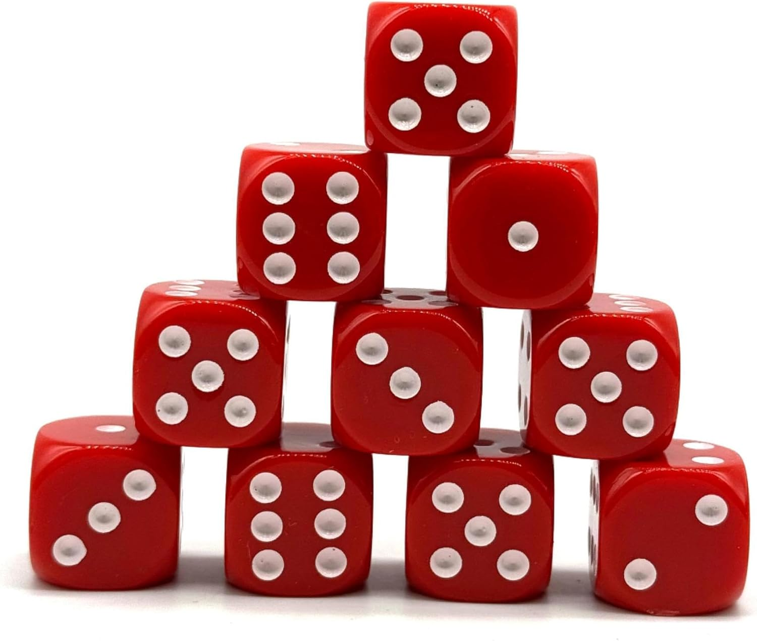 10PCS Acrylic Dices 6 Sided Dice Set for Bar Games Standard Dices for Party Math Learning Glow Playing Dice (Red)