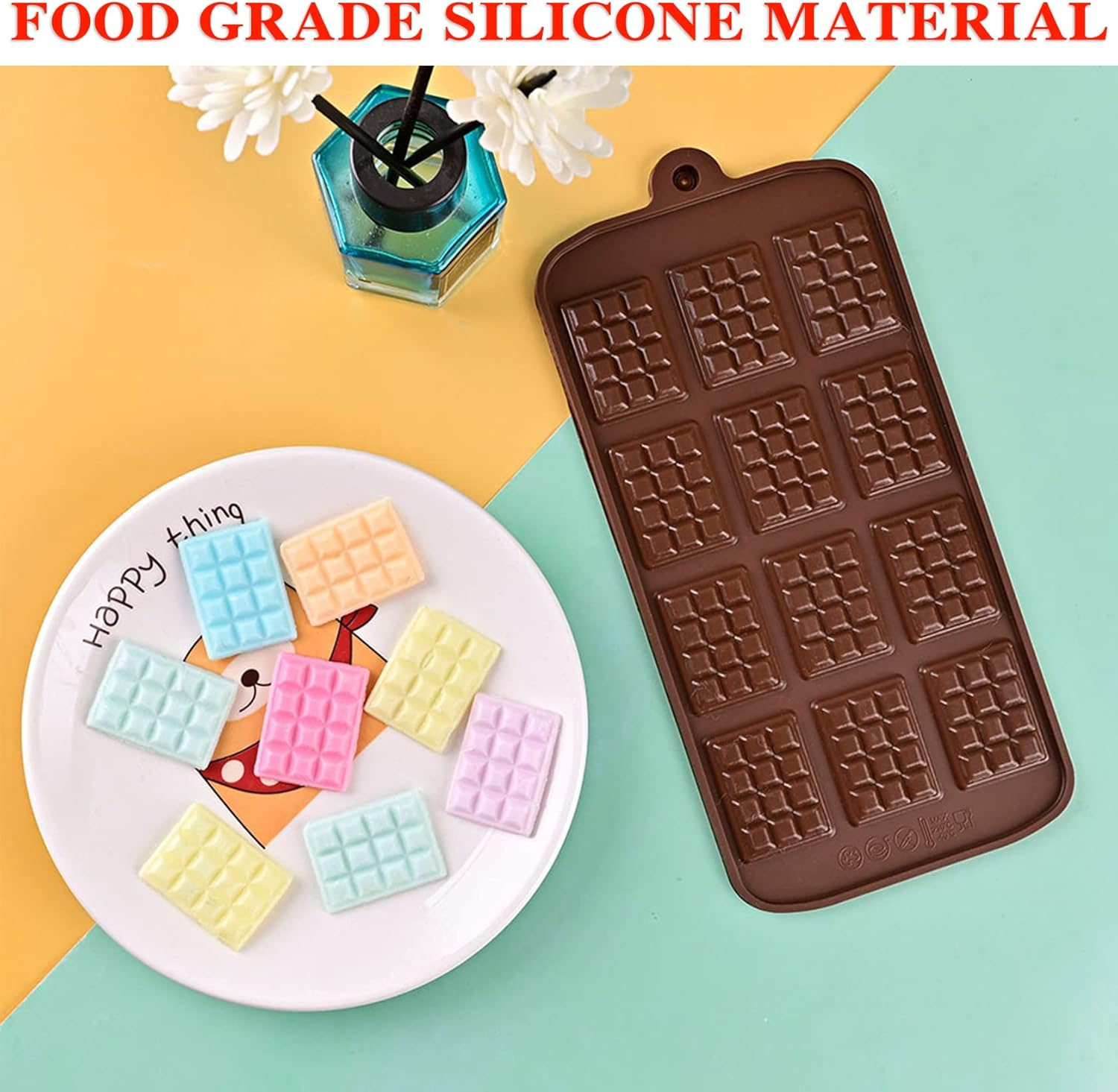 2 Pieces Silicone Square Chocolate Moulds, Non-Stick, Reusable, Multi-Purpose, Great Value Set