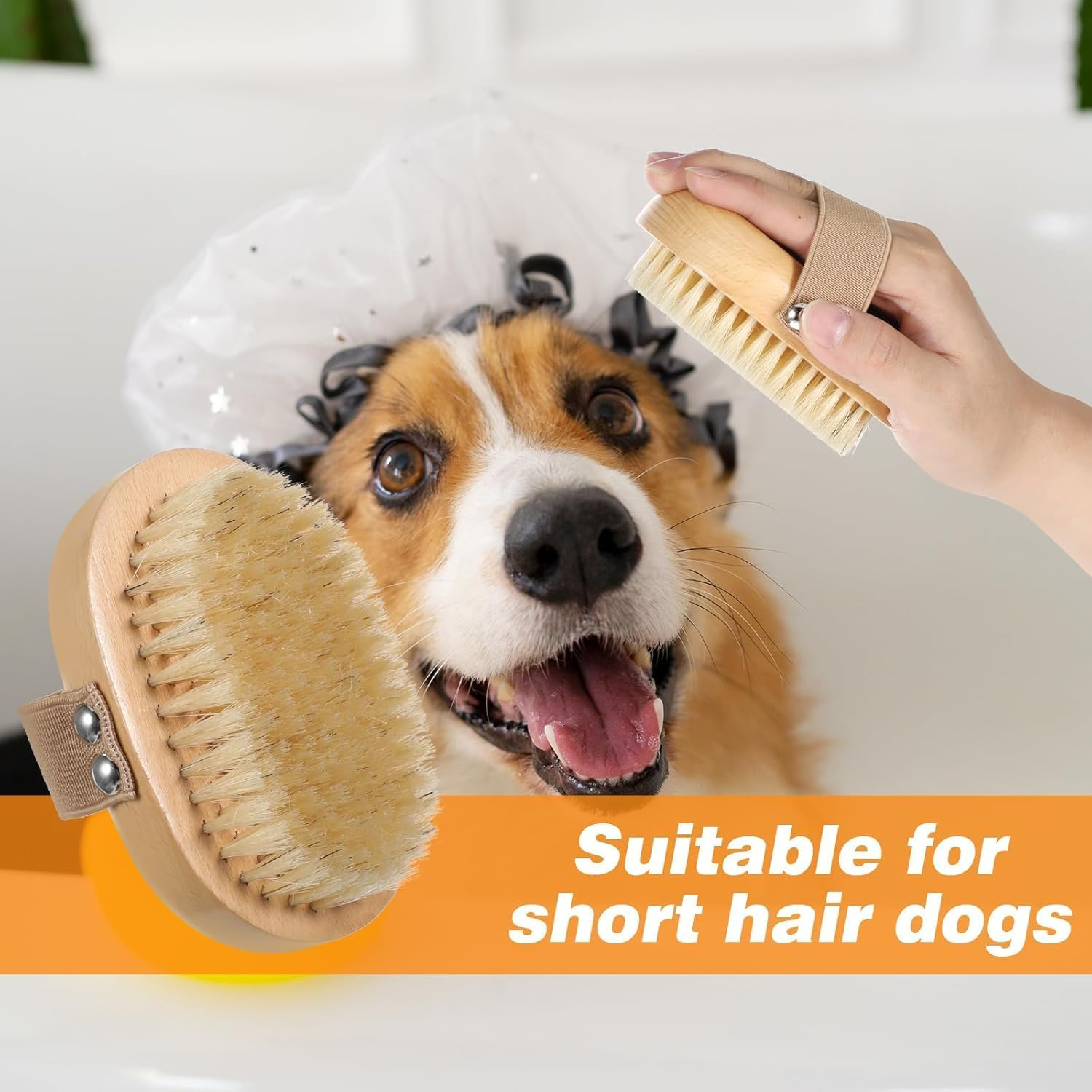 Bristle Pet Brush Wooden Pet Groom Brush,1Pc Soft Boar Bristle Pet Palm Brush,Pet Palm Brush with Bristle,Soft Wood Boar Bristle Pet Palm Brush with Band,Bristle Pet Brush Pet Palm Brush with Bristle image number 3