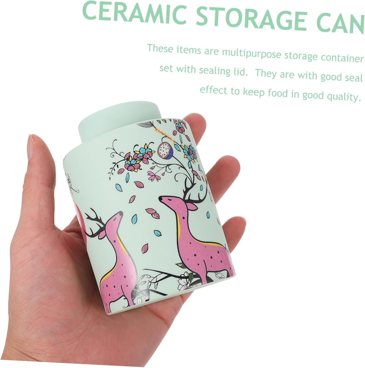 Alipis Ceramic Tea Canister Airtight Storage Jar Small Kitchen Tea Container for Home Use for Storing Leaves and Spices image number 3