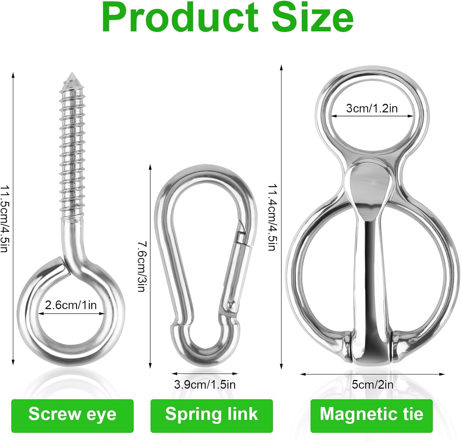 Horse Tie Ring, Stainless Steel Tie Ring for Horses Safe Horse Tack Supplies with Eye Bolt and Snap Prevents Horse Pulling Back image number 6