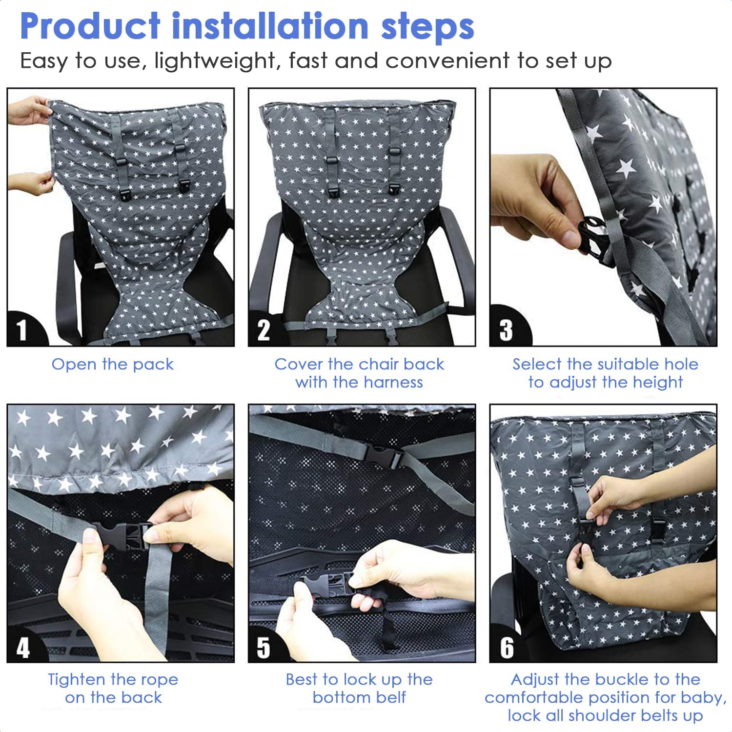 Baby Travel Harness, Portable High Chair Safety Seat with Adjustable Straps and Shoulder Belt for All Kinds of Baby Dining Chairs - Home, Restaurant, Travel image number 1