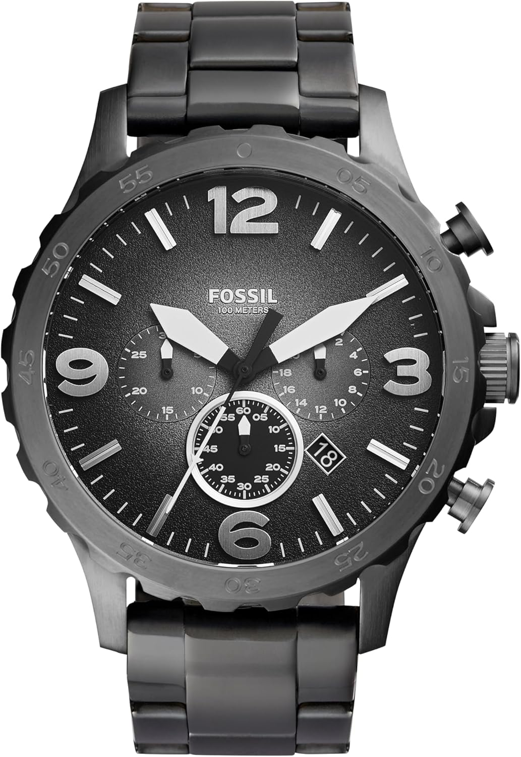 Fossil Men'S Nate Stainless Steel Analogue Watch, Black