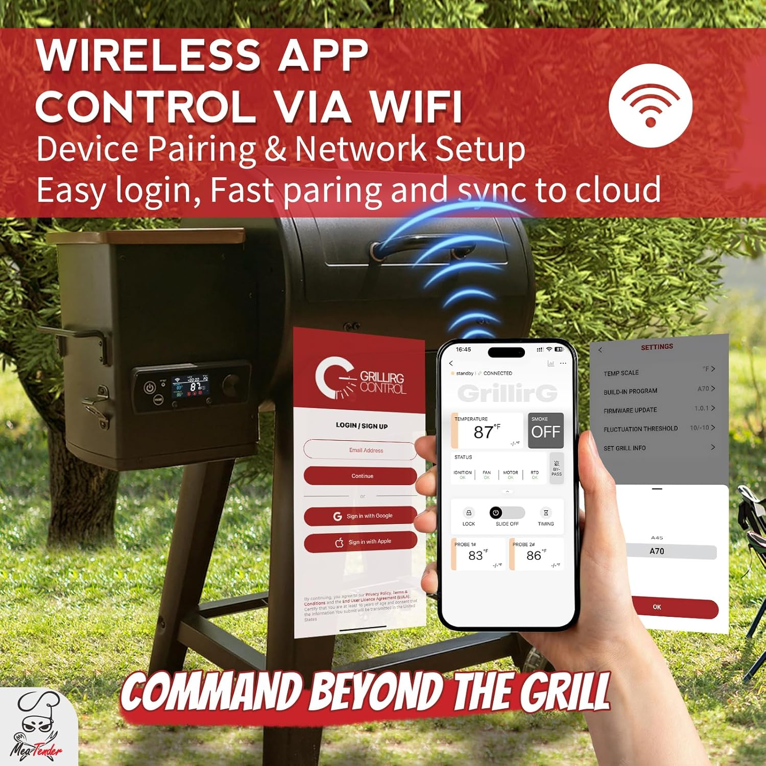 PID Rectangular Wifi Pellet Grill Controller Replacement for Pit Boss 440-1600, Navigator, Sportsman, NASCAR, Mahogany, Competitiion, Onyx, Pro Series, App-Enabled Thermostat Control Panel