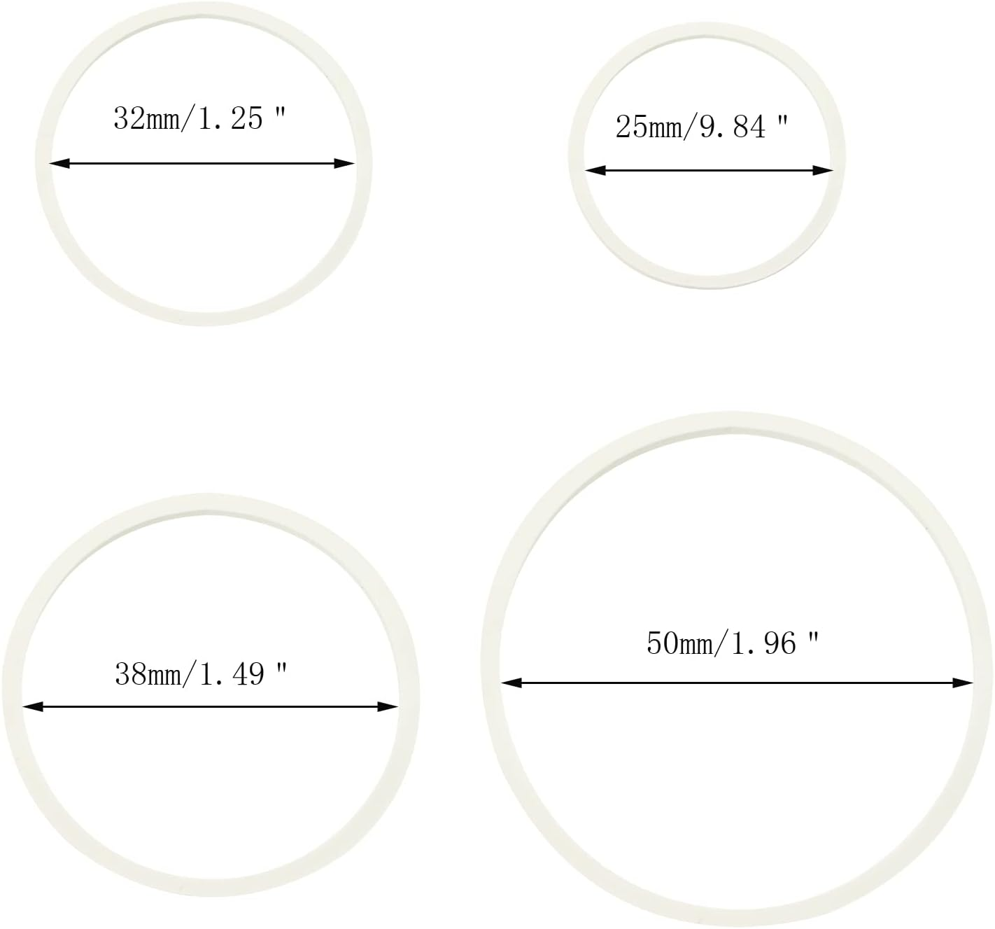 ONLYKXY 350Pcs White Natural Rubber Bands,25Mm/32Mm/38Mm/50Mm Soft Elastic Bands Hair Ties for Hair Braids Hair Rubber Ring image number 6