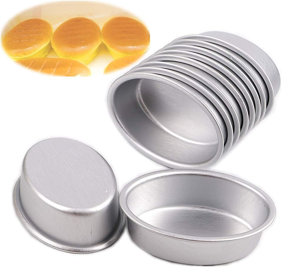 Lobake 10Pcs Mini Size Oval Egg Shape Aluminium Alloy Metal Cheese Pan Cake Mold Bread Mould Tart Holder Pudding Jelly Tin DIY Bakery D00