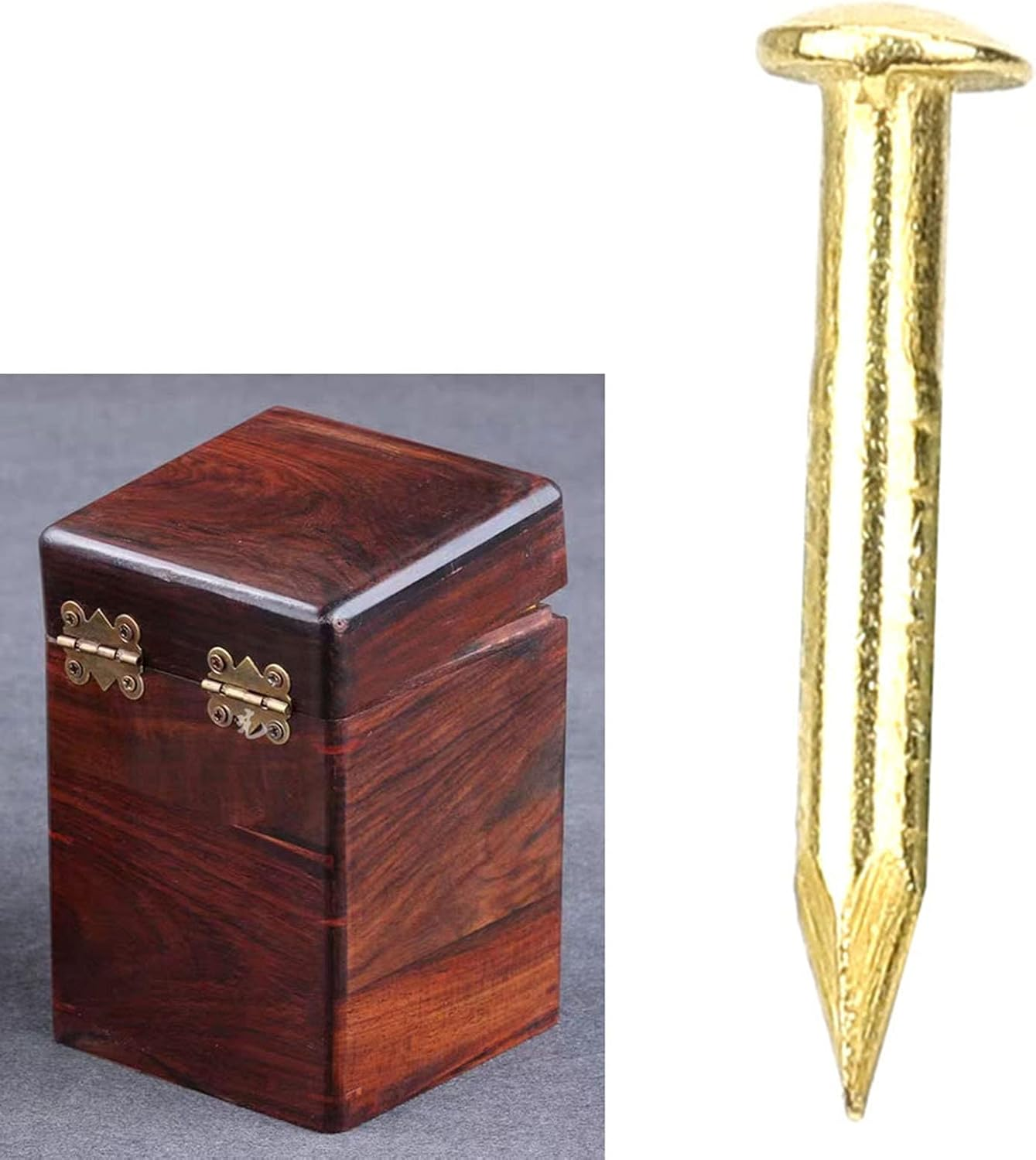 Brass Escutcheon Tacks, Threaded Nails Upholstery Tacks Furniture Hinge Hardware Accessories Mini round Head Brass Nail Furniture Hinge Hardware Accessories(10Mm) image number 3