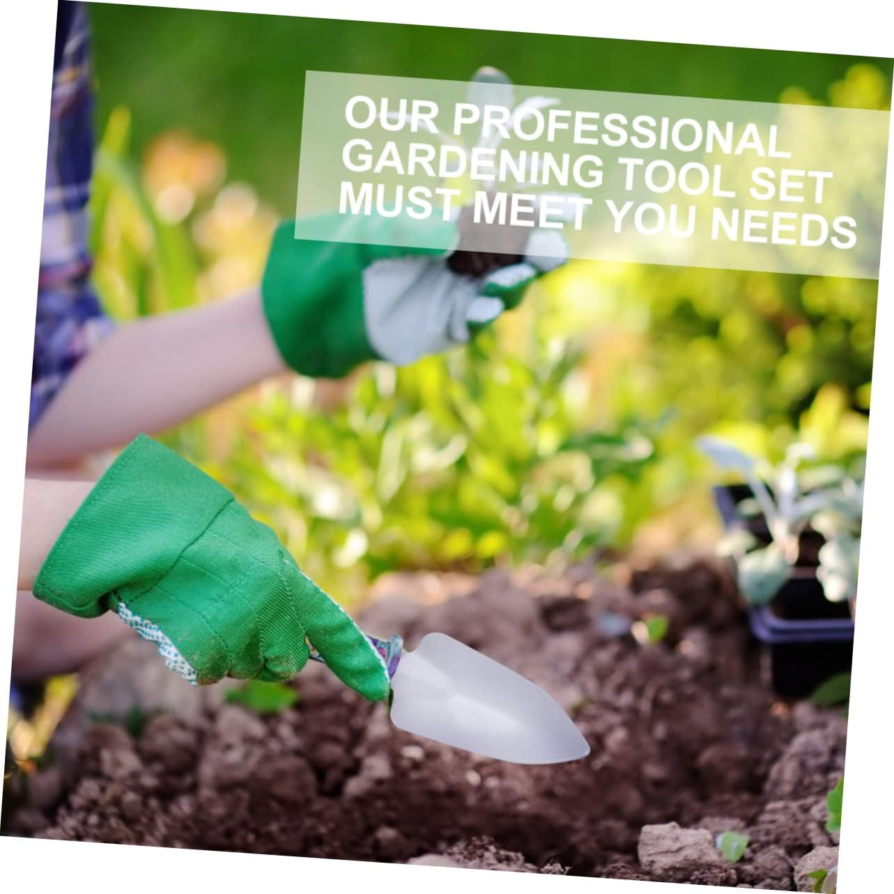 10Pcs Gardening Tool Set Shovel Trowel Rake Shears Cutter Spray Bottle Durable Stainless Steel Handle image number 3