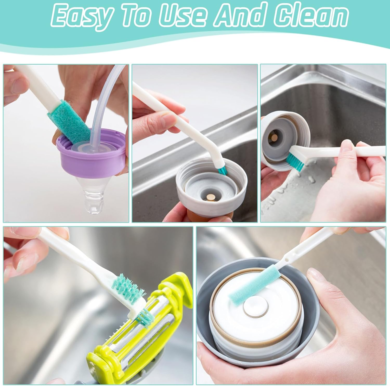 18 Pieces Thin Bottle Brush Sponge Set, Bottle Cleaner Brush Sponge Brush Bottle Sponge Cleaning Brush Bottle Brush Baby Small Brushes for Cleaning All Drinking Straws image number 3