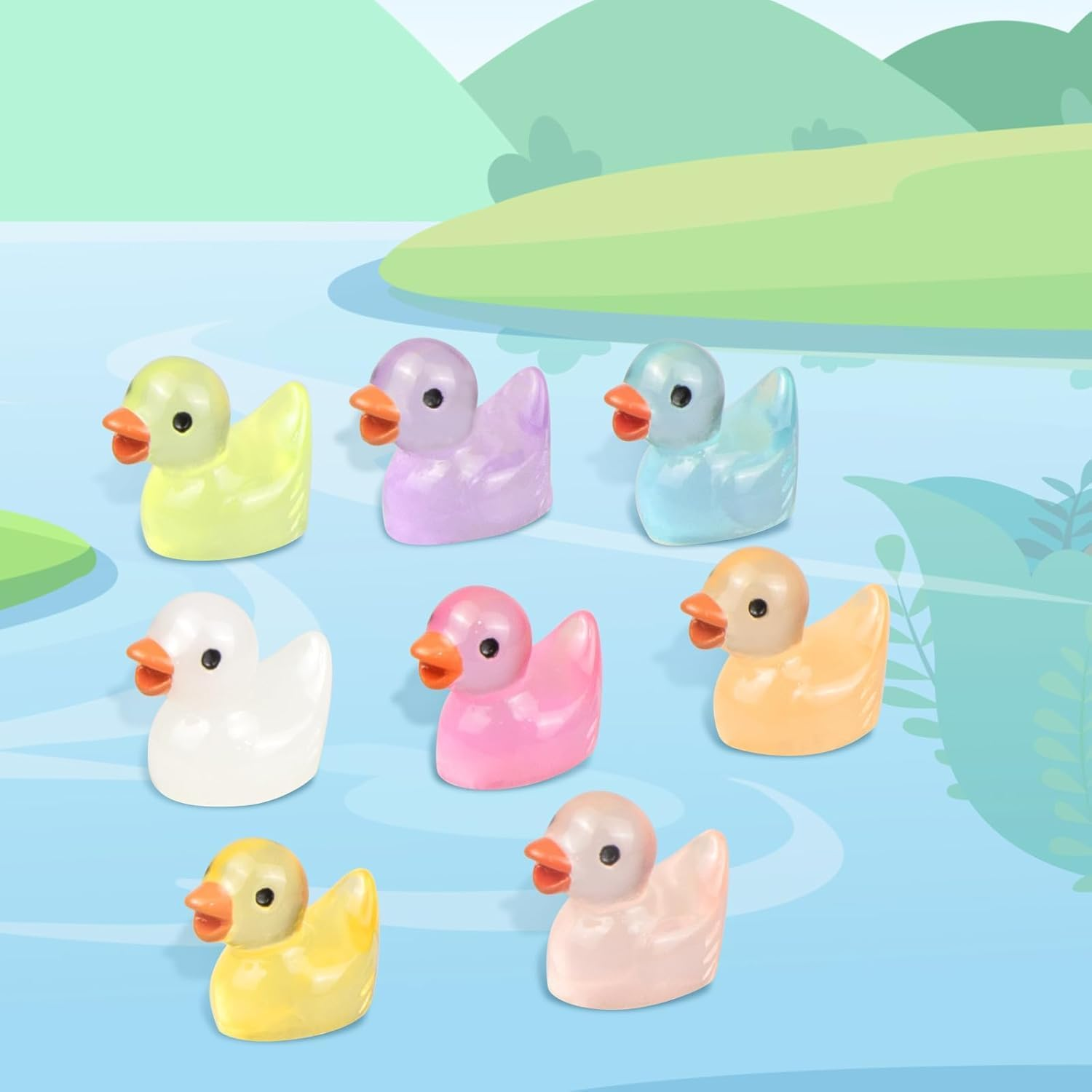 100 Pcs Mini Animals Miniature Resin Figurines in the Mini Animals Garden Miniature Moss Landscape DIY (Duck) image number 2