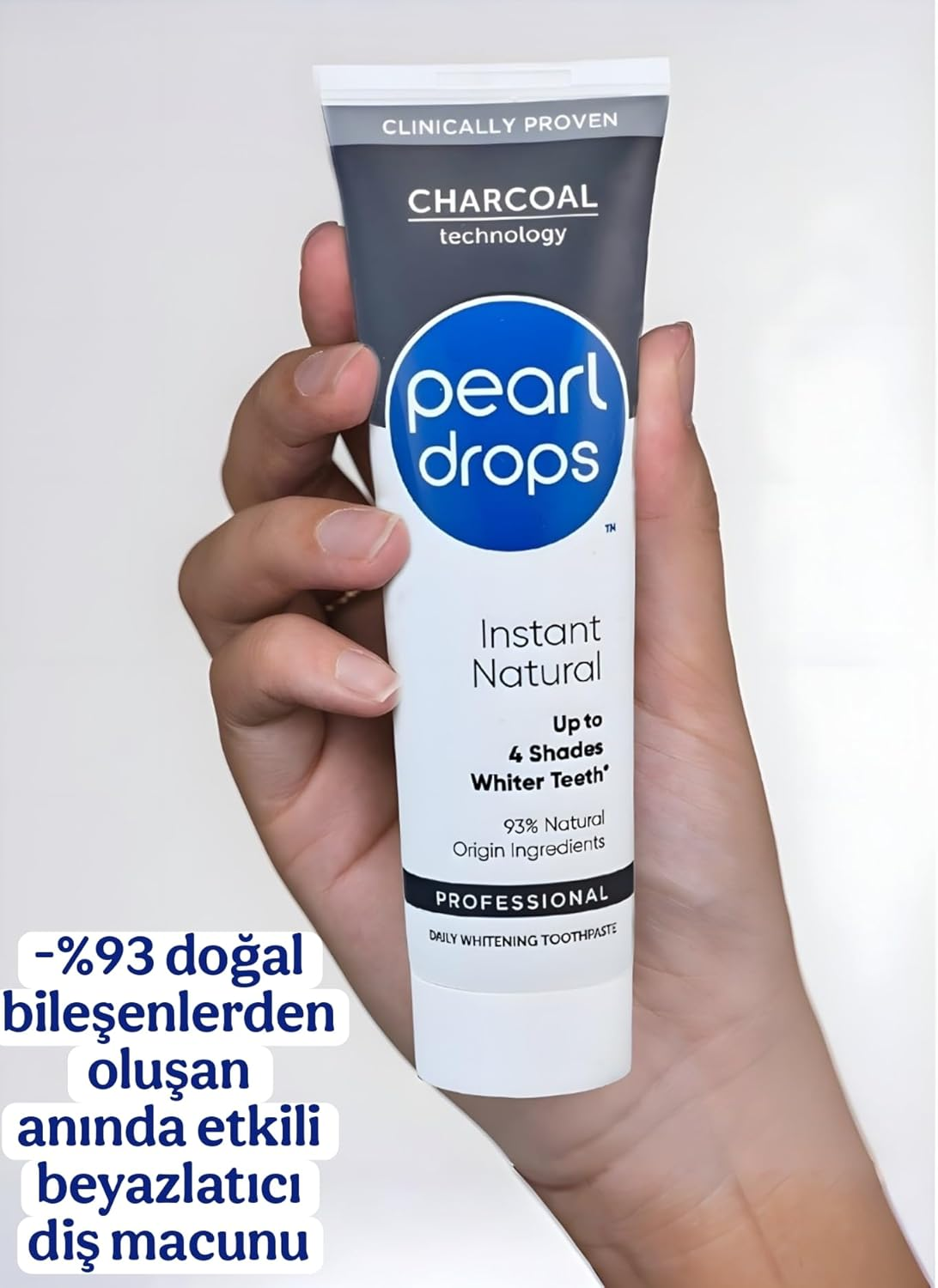 Pearl Drops Instant Natural White Charcoal Whitening Toothpaste, 100G image number 5