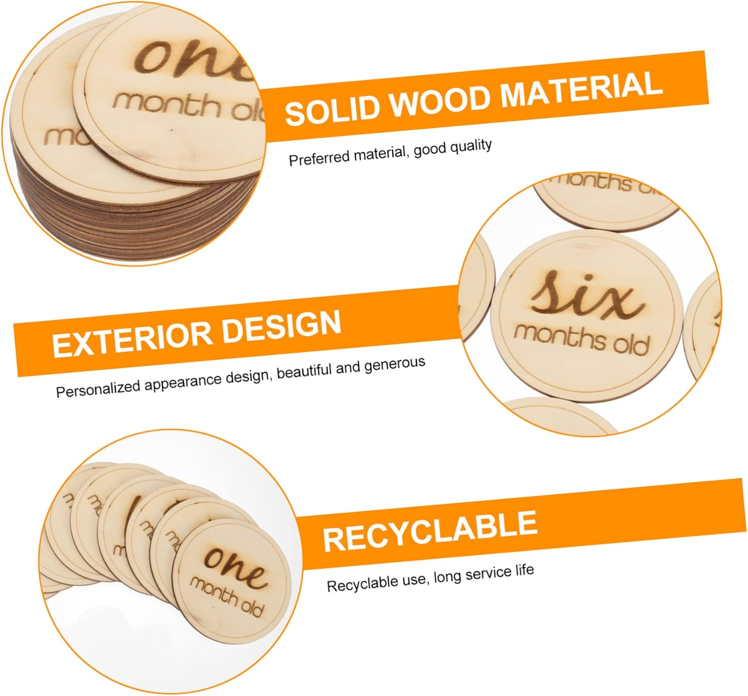 12Pcs Wooden Monthly Milestone Cards Natural Growth Recording Props for Newborn Photography for Tracking First Year image number 3