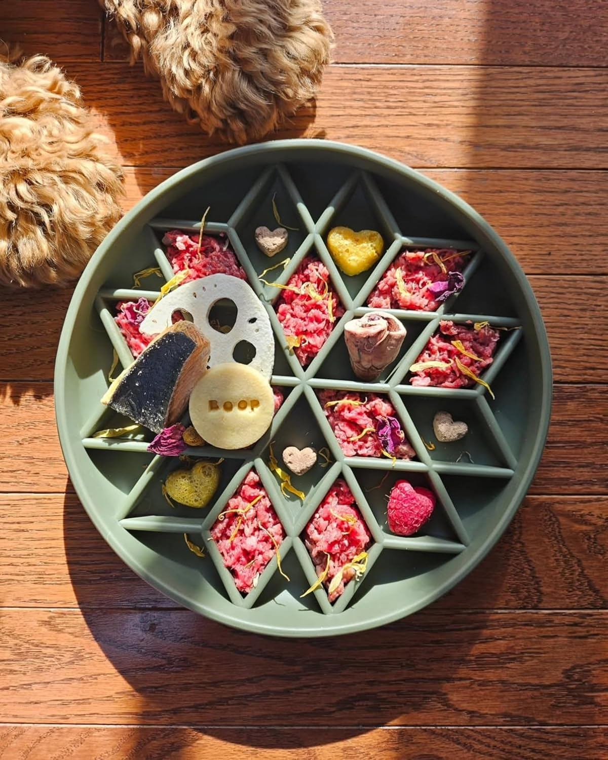 OHMO Slow Feeder Dog& Cat Bowl, Silicone Puppy Cat Food Bowl with Anti-Slip Suction Cup Slow down Small Dogs Eating, anti Choking (S-Diamond,Camo Green) image number 3