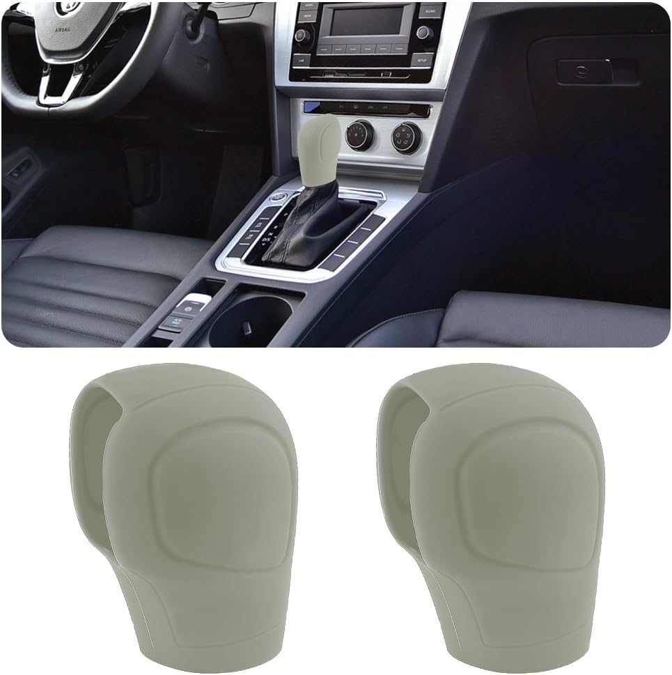 2PCS Car Gear Shift Cover - Silicone Auto Gear Shift Knob Cover - Preventing Automatic Shifter Knobs Aging - Universal Car Interior Decor Accessories for Women or Man (Black)