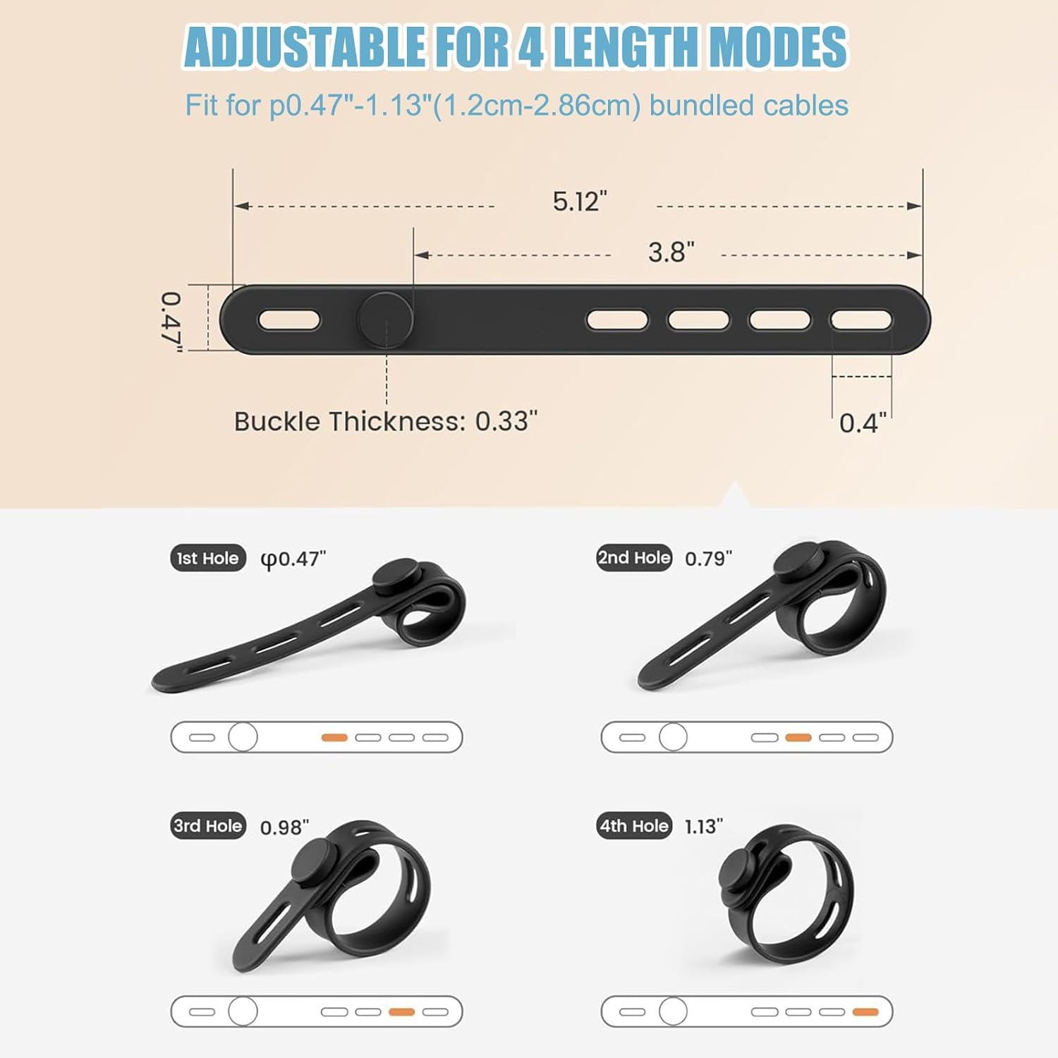 Silicone Cable Ties &ndash; Reusable Stretchy Wire Organizers for Charger, Earphone & Computer Cables Multi-Color Identification Tags for Home & Office Cable Management Durable, Soft, 20 Pcs image number 5