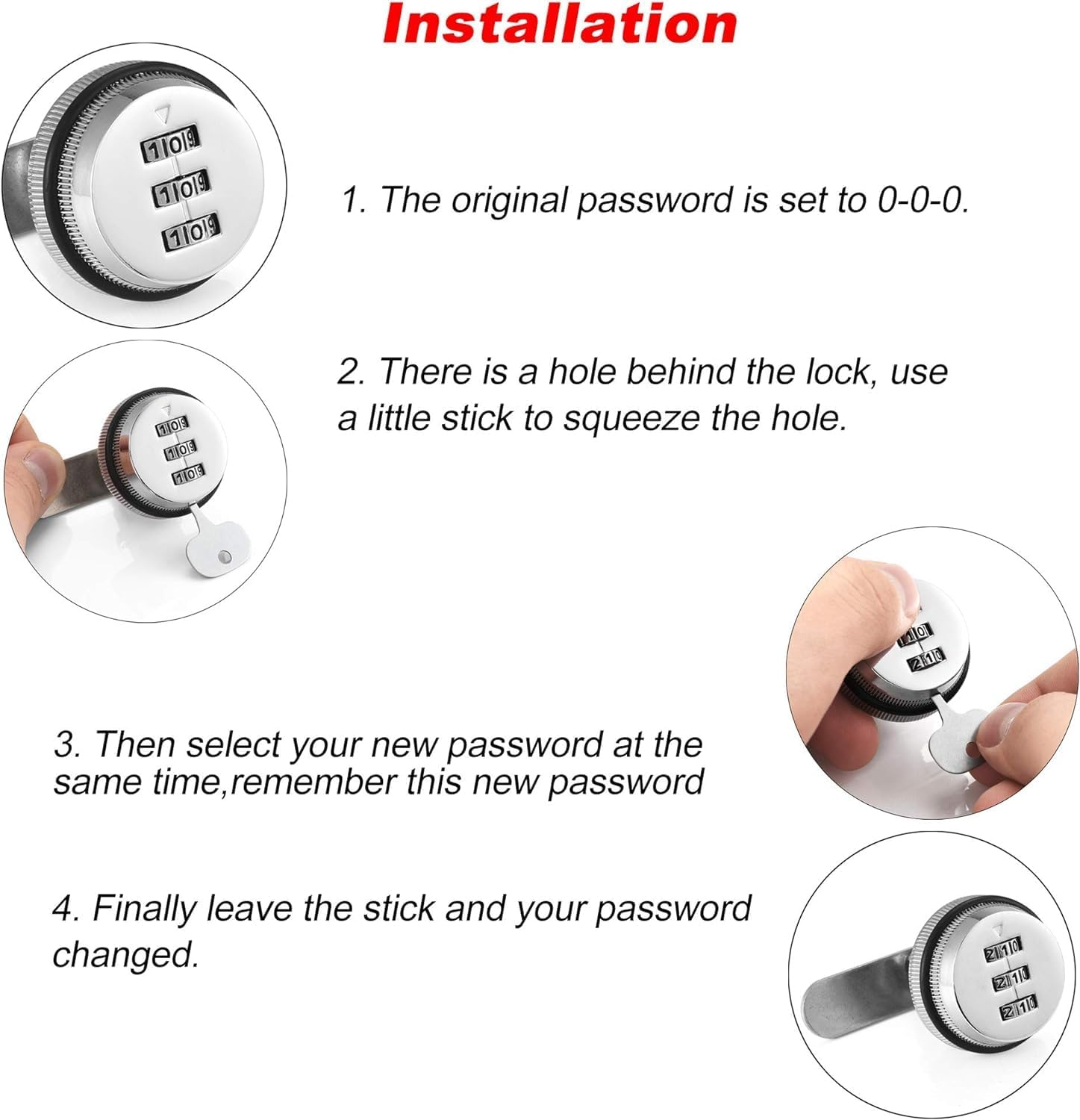 Combination Cam Lock Safety Lock, Password Lock, Used for the Security of Cabinets, Drawers, Mailbox Doors, and Furniture (1-1/8 Inches, Gold) image number 5