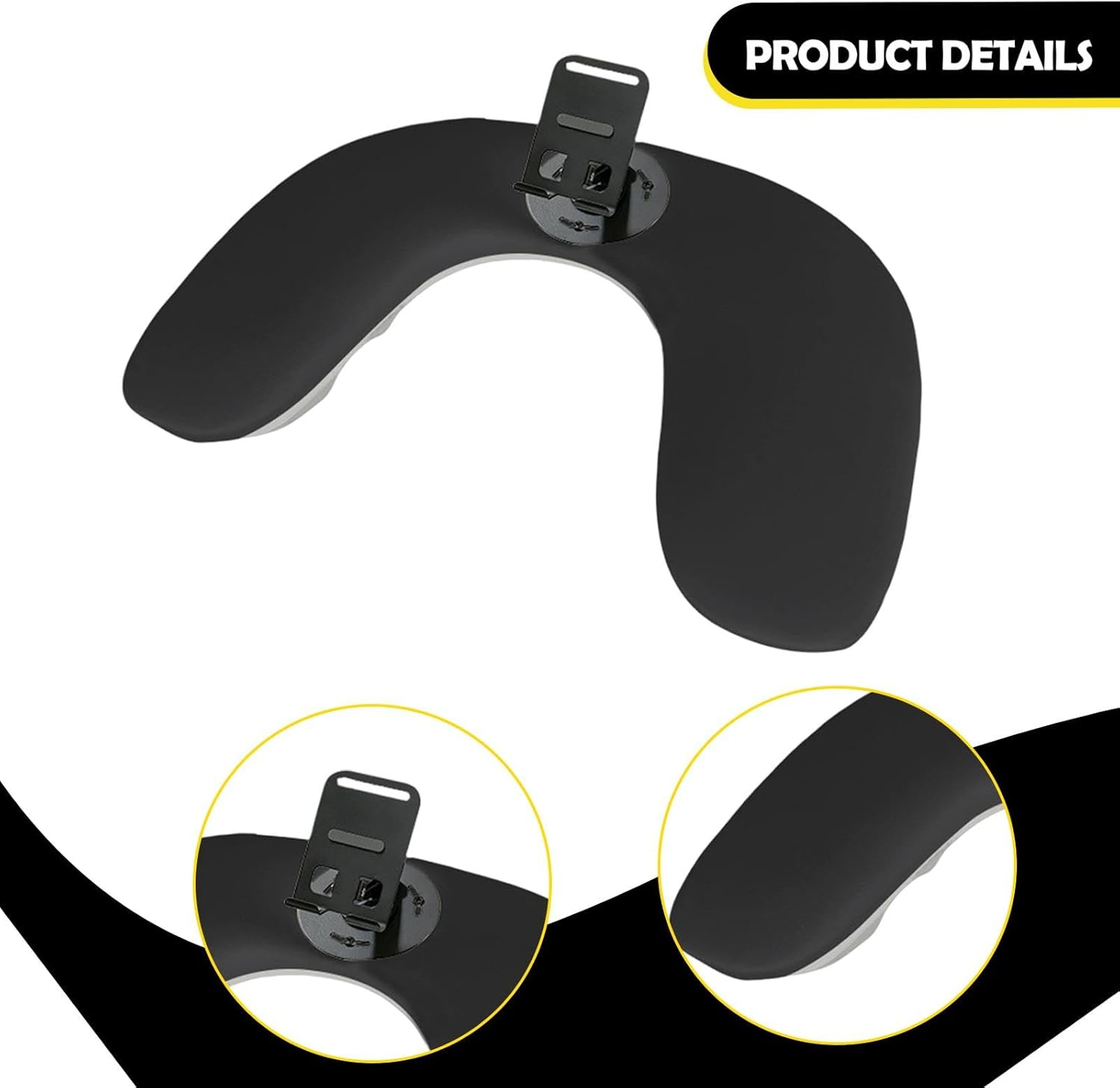 Folpus U Shape Arm Rest, Detachable with Phone Holder, Sturdy Support Portable Hand Rest for Nail Technician Nail Salon Supplies, Black