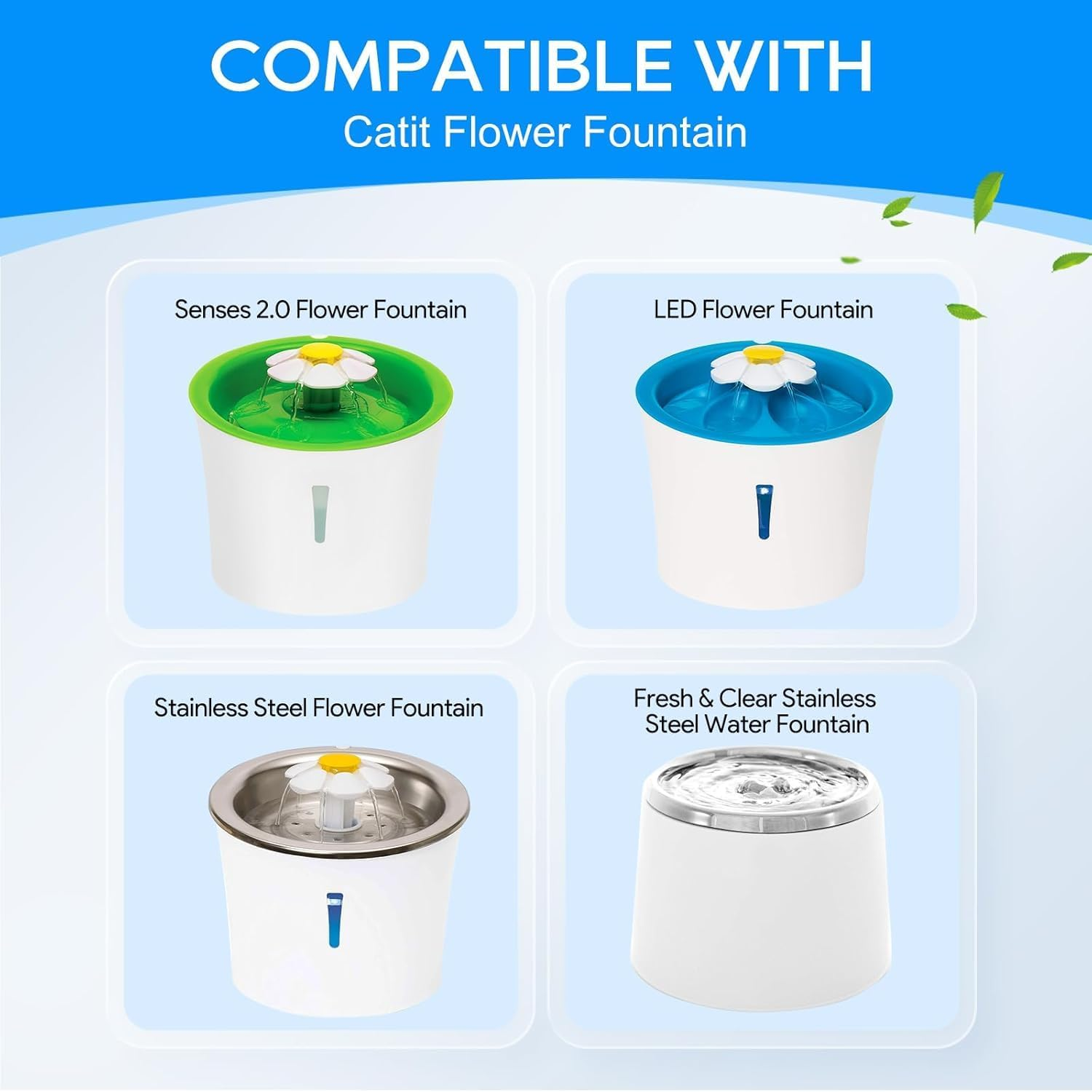 Crystal Pure Replacement Triple Action Filter, 1-Pack Pet Fountain Filter Compatible with Catit Fresh & Clear/Design Senses 2.0 Flower Water Drinking Fountain Stainless Steel Cat Dog Pet Dispenser image number 2