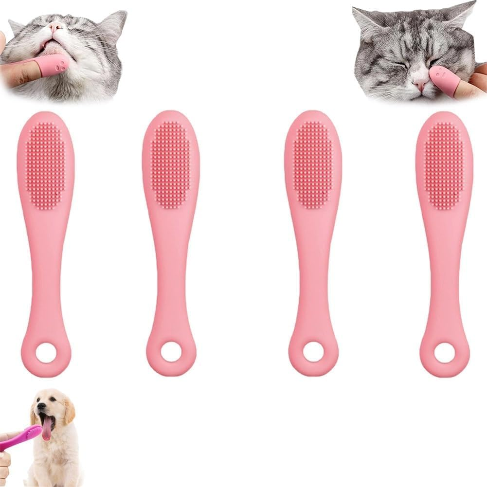 Silicone Scrubber for Cats Chin Cleaner, Silicone Cat Scrubber for Chin, Cat Chin Scrubber, Multifunctional Silicone Brush, Silicone Finger Toothbrush for Puppies and Cats(8Pcs,Pink