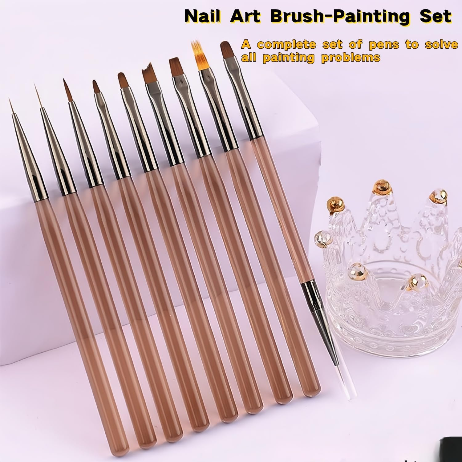 9-Piece Nail Art Brushes Set, Nail Design Tools Kit with Acrylic Nail Brush, Gel Brush, Nail Pen, Manicure Tools for Salon and Home Use, Suitable for Professionals and Beginners image number 5