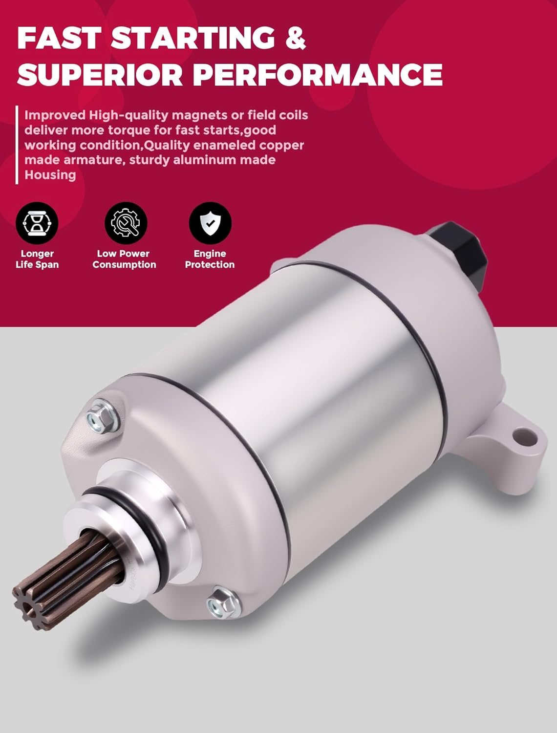 Starter for Yamaha Kodiak 700 2016-2025 Grizzly 700 YFM700 2009-2025 Grizzly 550 YFM550 2009-2015 28P-81890-01-00 Olifant