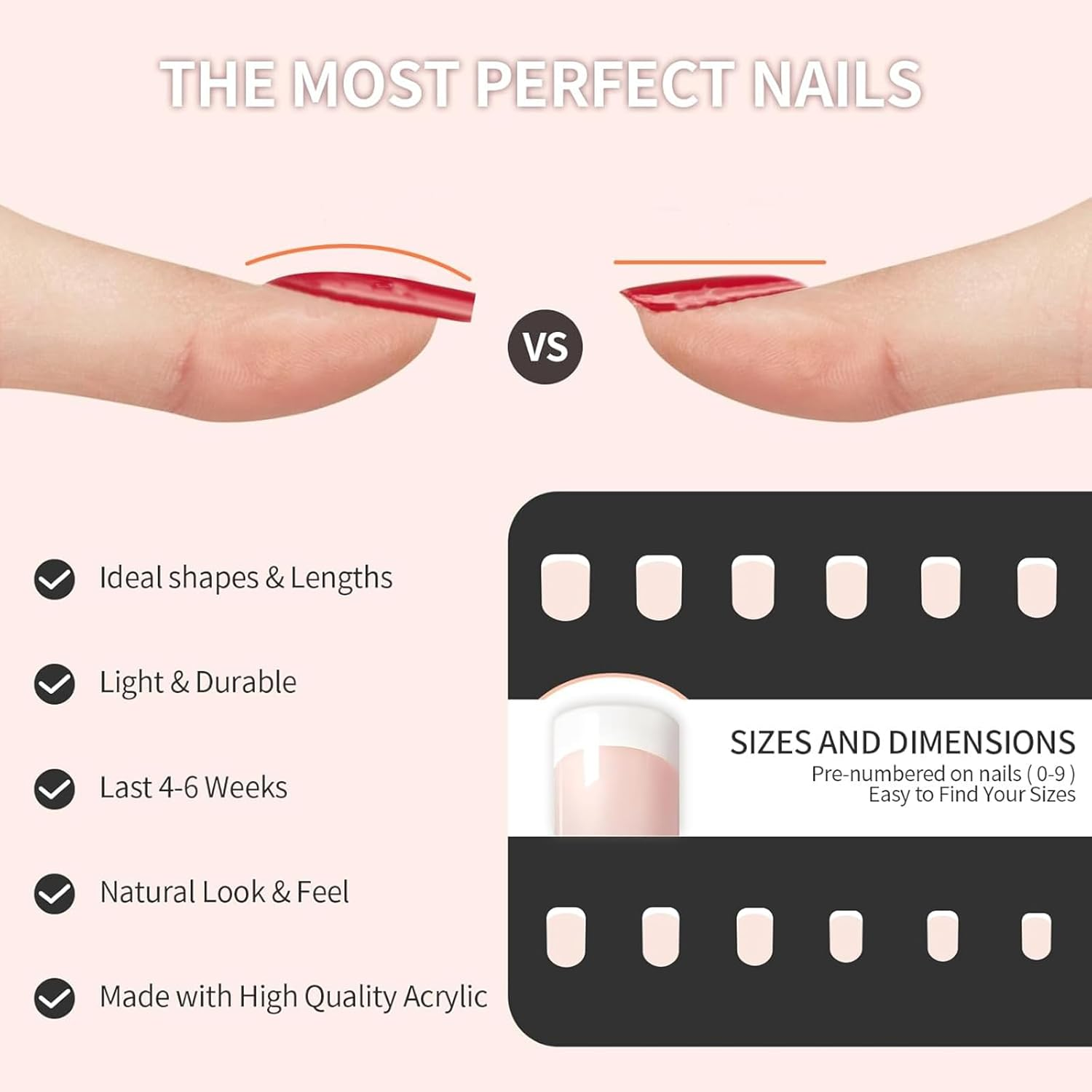 240 Pcs Short French Press-On Nails French Tip False Nails for Manicure 12 Sizes of Acrylic Full Cover Artificial Nails Women'S DIY Nail Art Decoration Natural image number 5