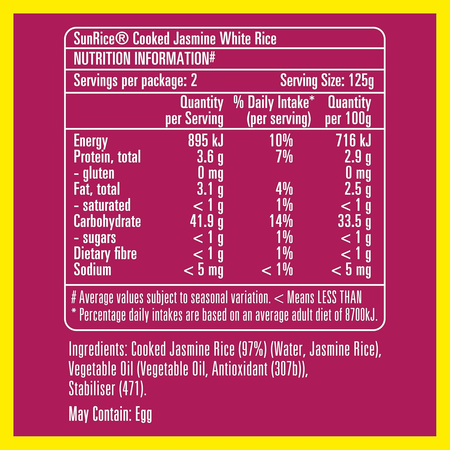 Sunrice Microwave Jasmine Rice Cups 6X 2X125G image number 3