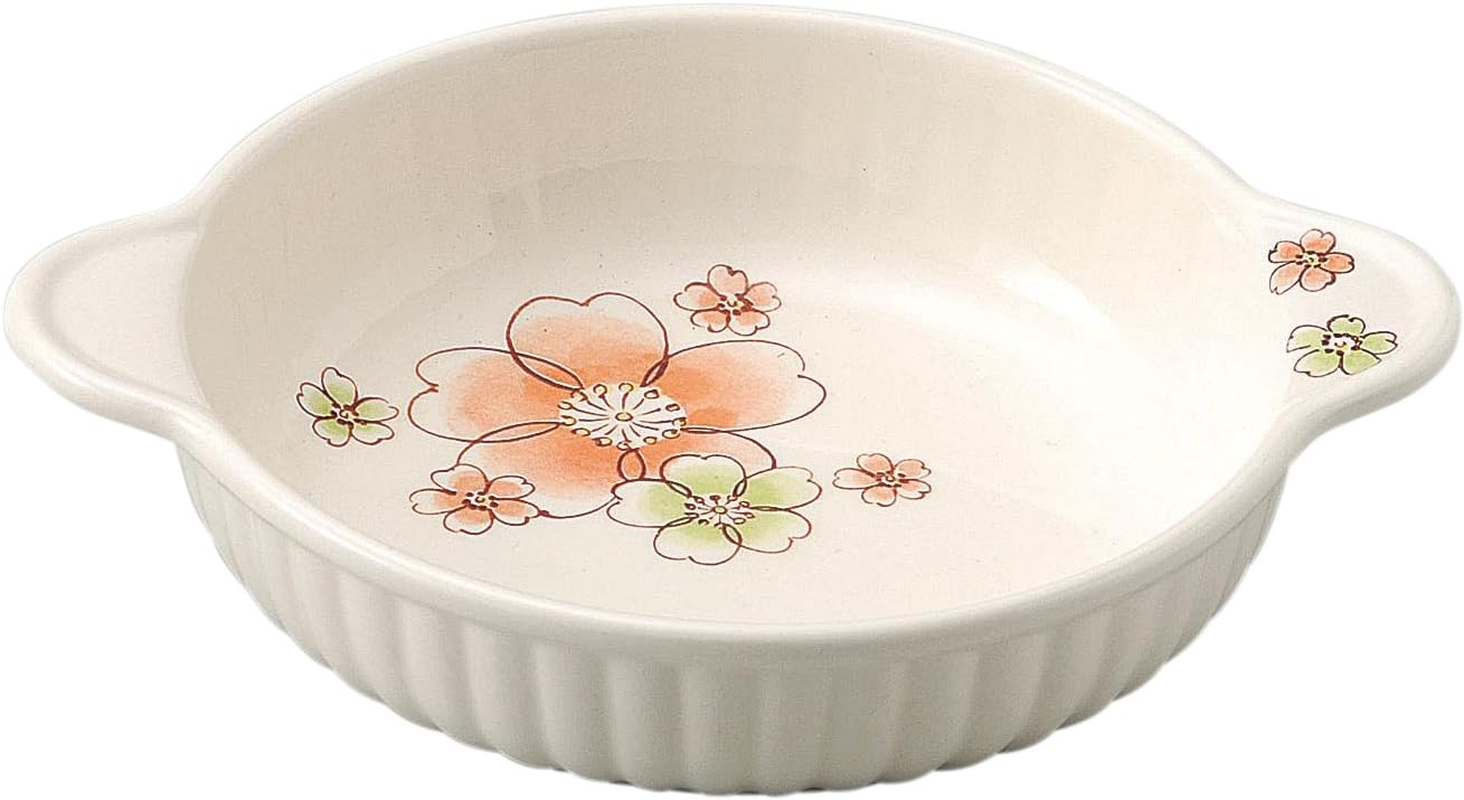 Banko Ware Microwave Oven Safe round Gratin Orange Cherry 14625